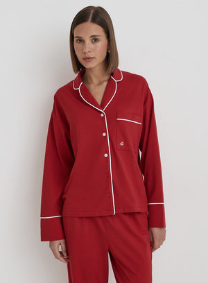 Red Jersey Pyjama Shirt- Jenifer