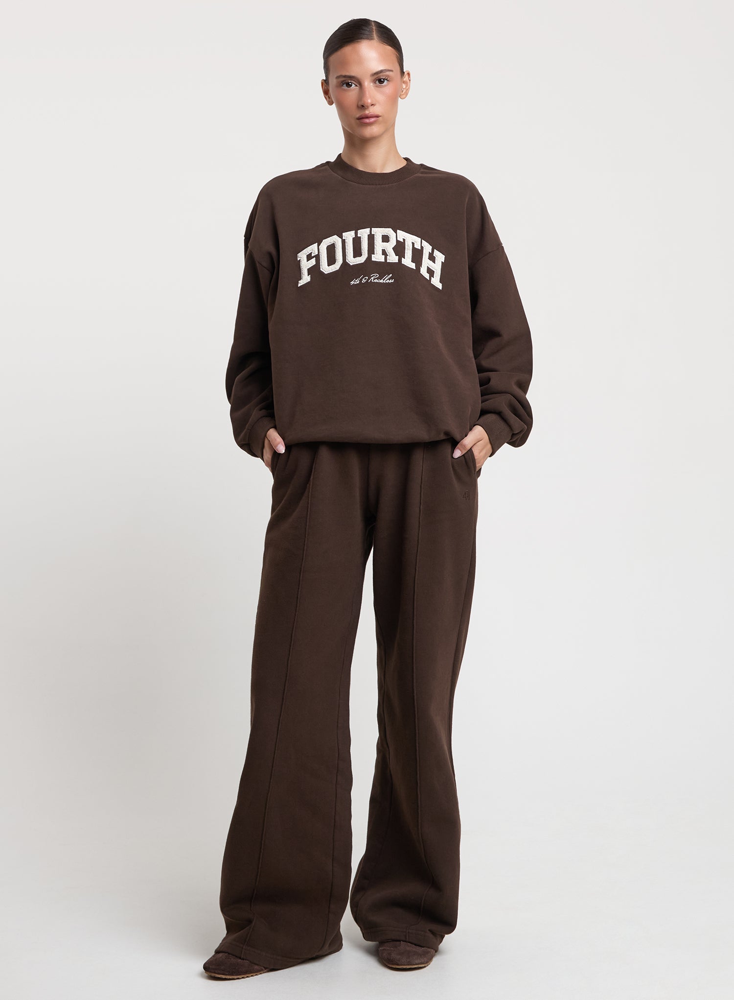 Chocolate Brown 4th Branded Wide Leg Jogger