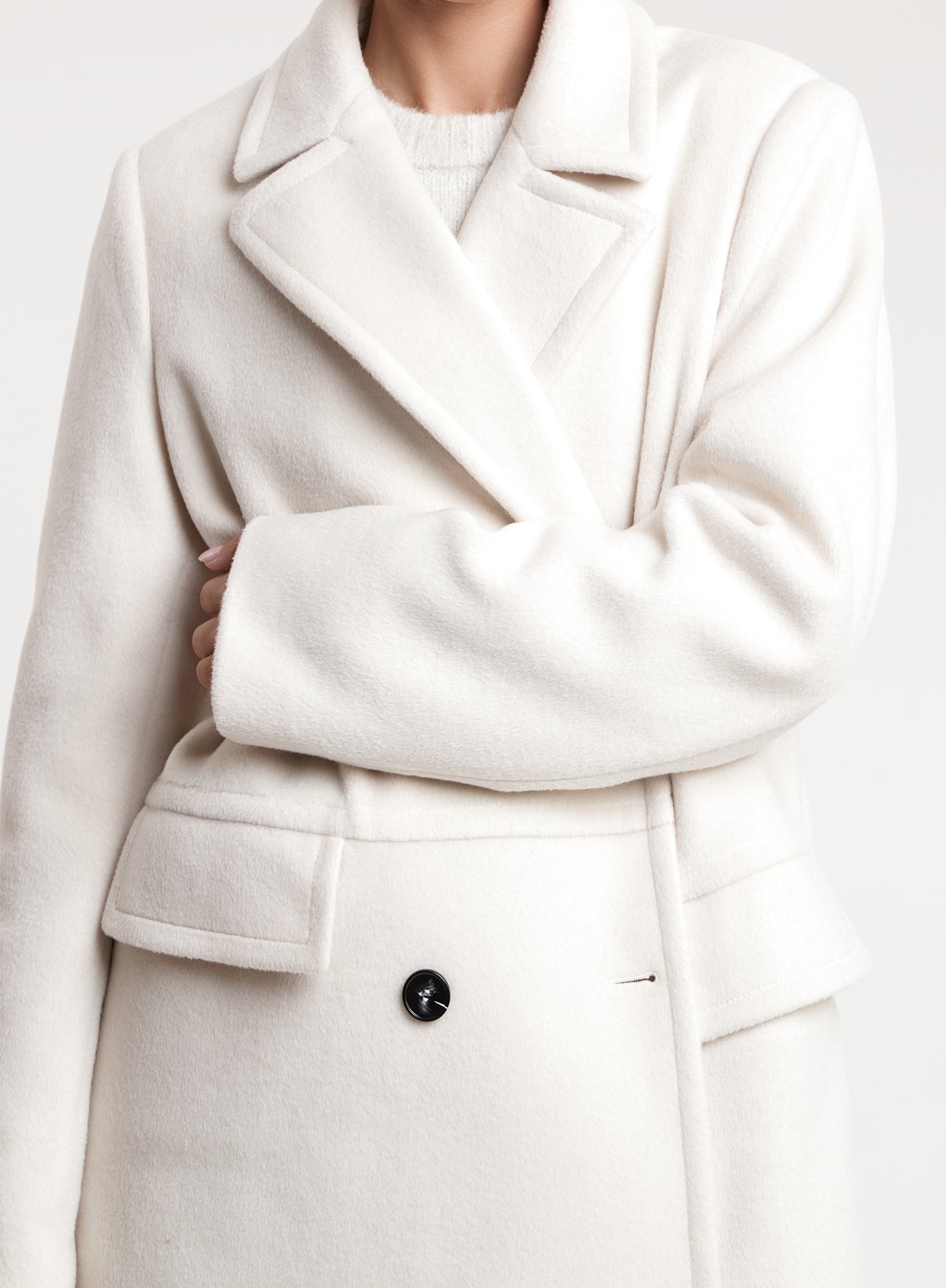 Cream Double-Breasted Longline Coat