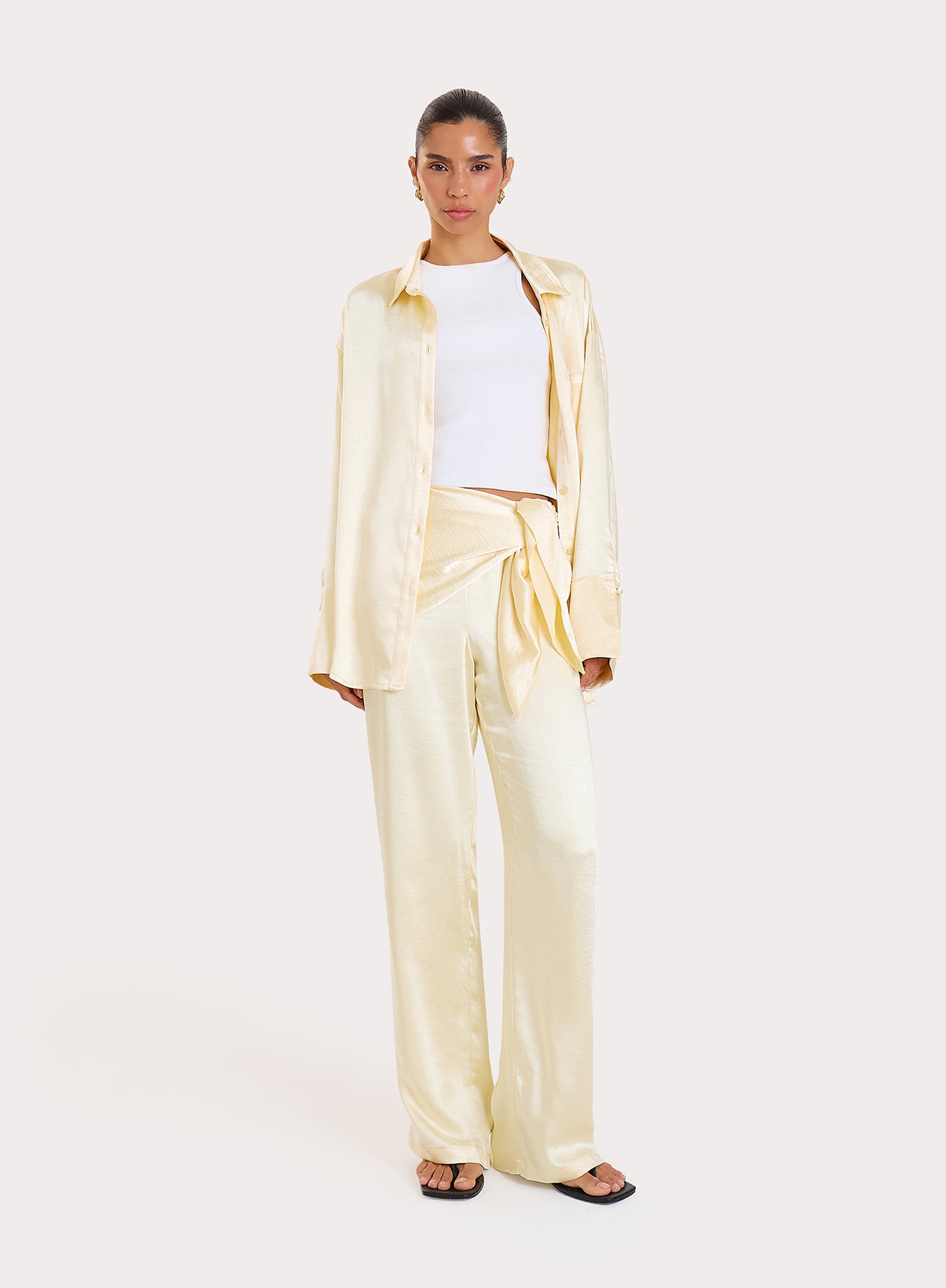 Lemon Oversized Satin Shirt