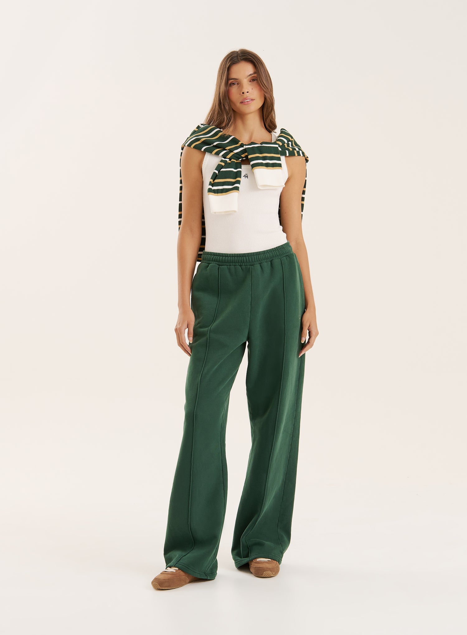 Green 4th Wide Leg Branded Joggers