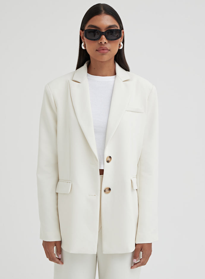 Cream Oversized Single Breasted Blazer – Georgina