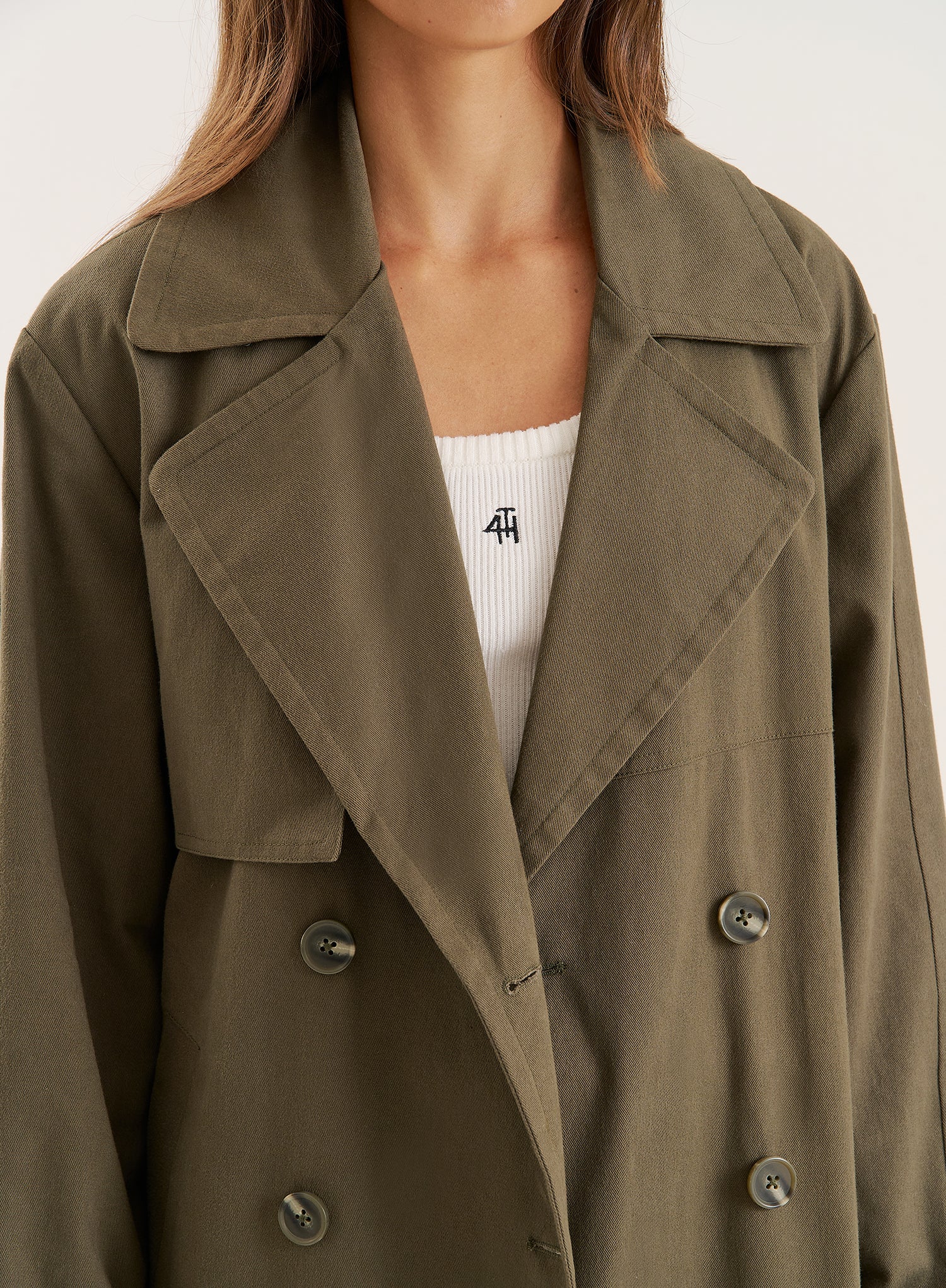 Khaki Belted Longline Trench Coat
