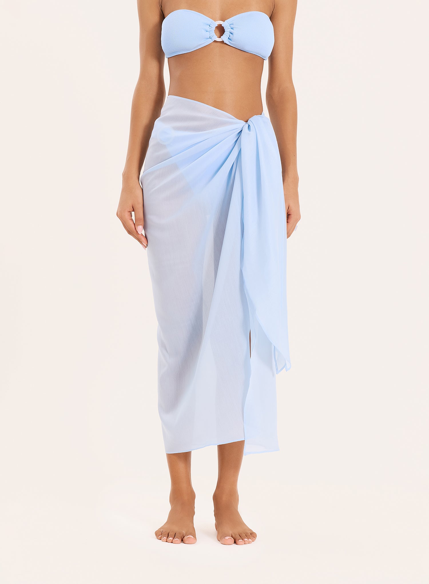 Light Blue Semi Sheer Tie Side Sarong