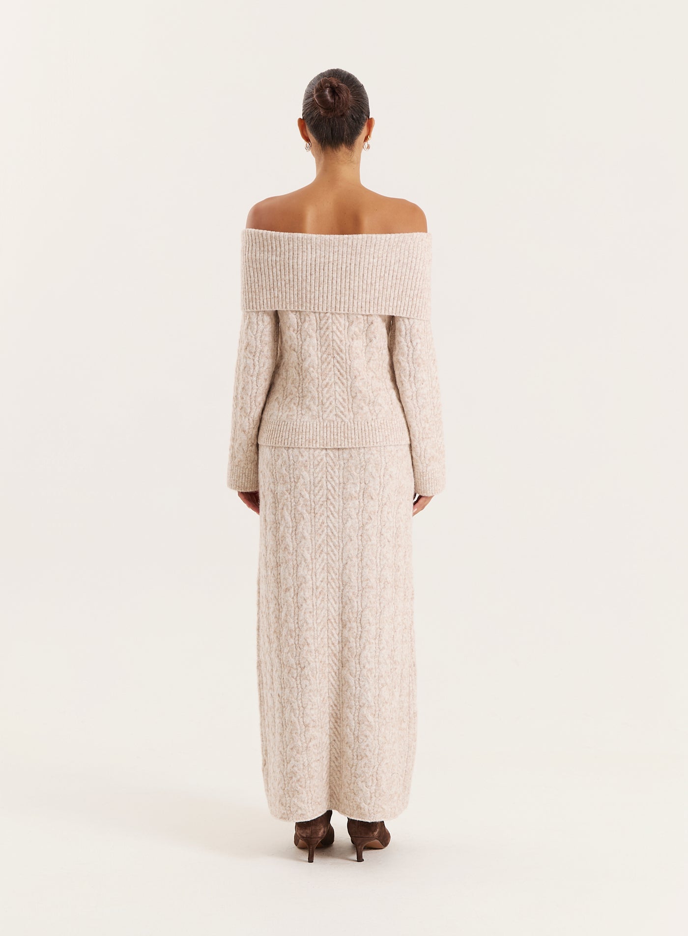 Camel Knitted Foldover Bandeau Top