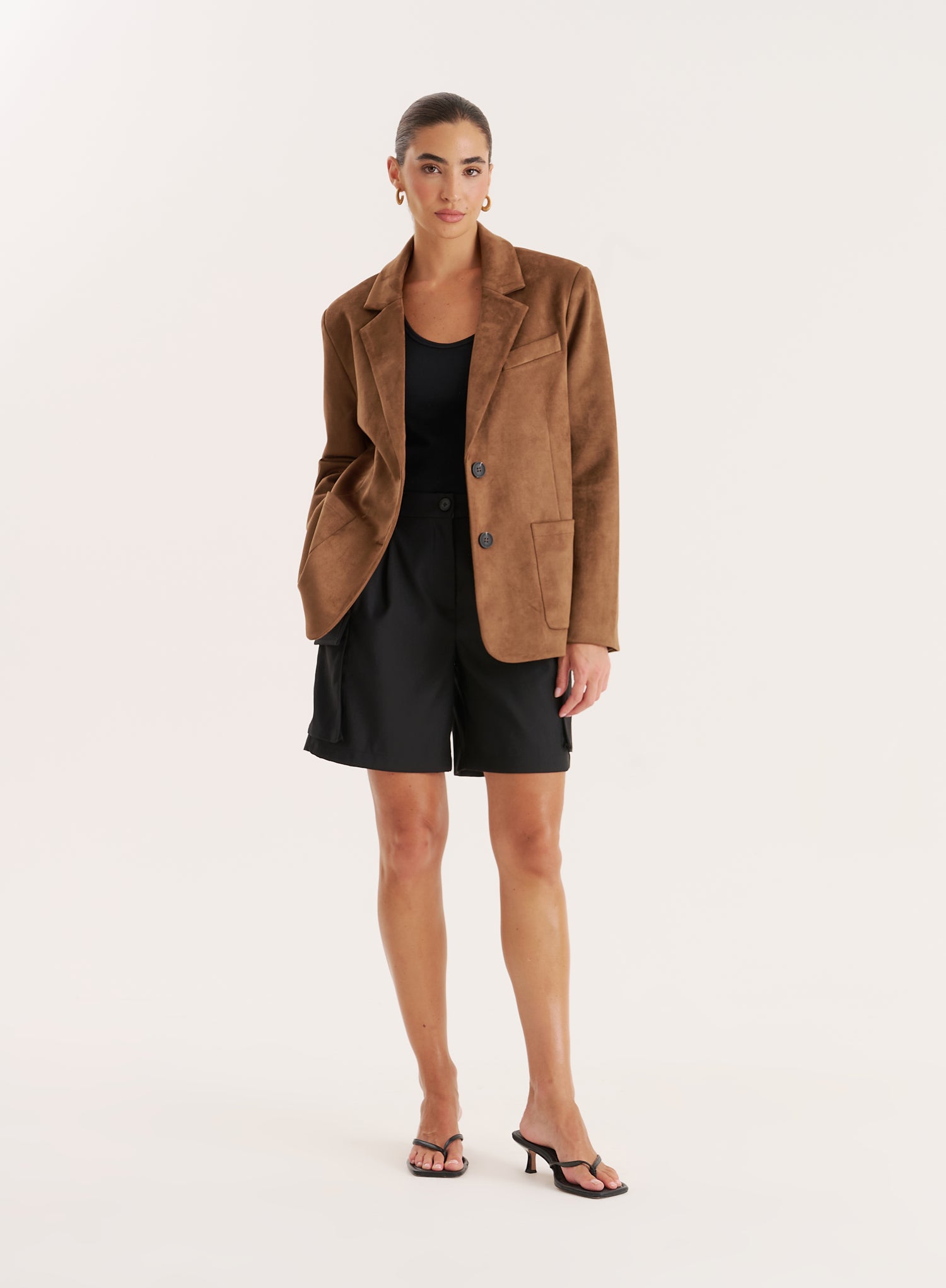 Brown Faux Suede Blazer