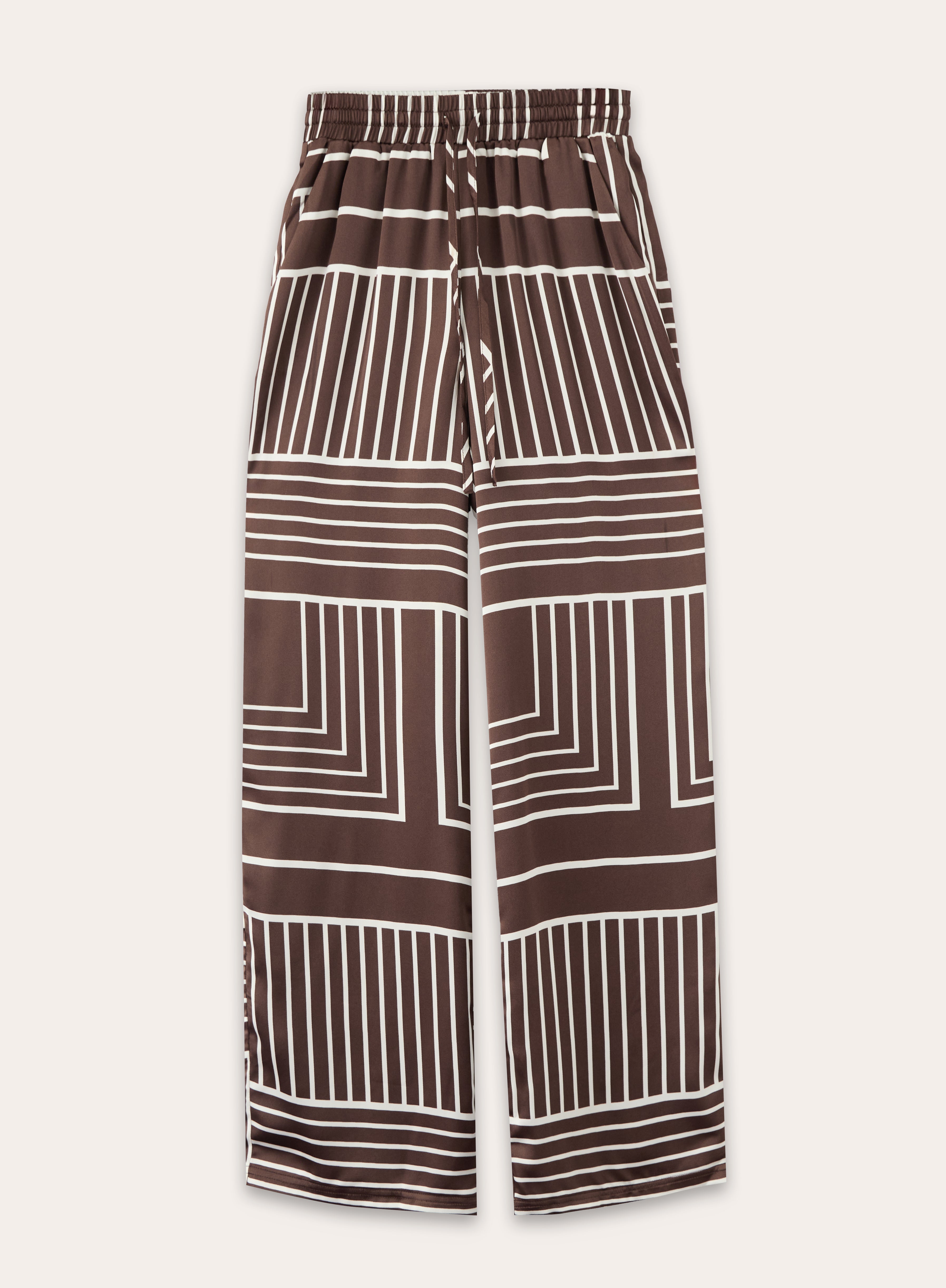 Chocolate Abstract Print Satin Trouser