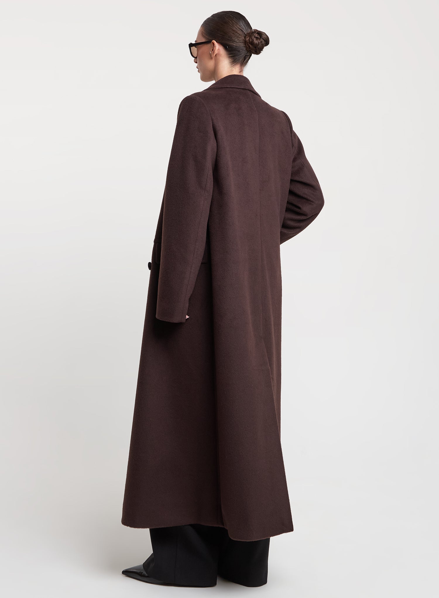 Chocolate Double-Breasted Longline Coat