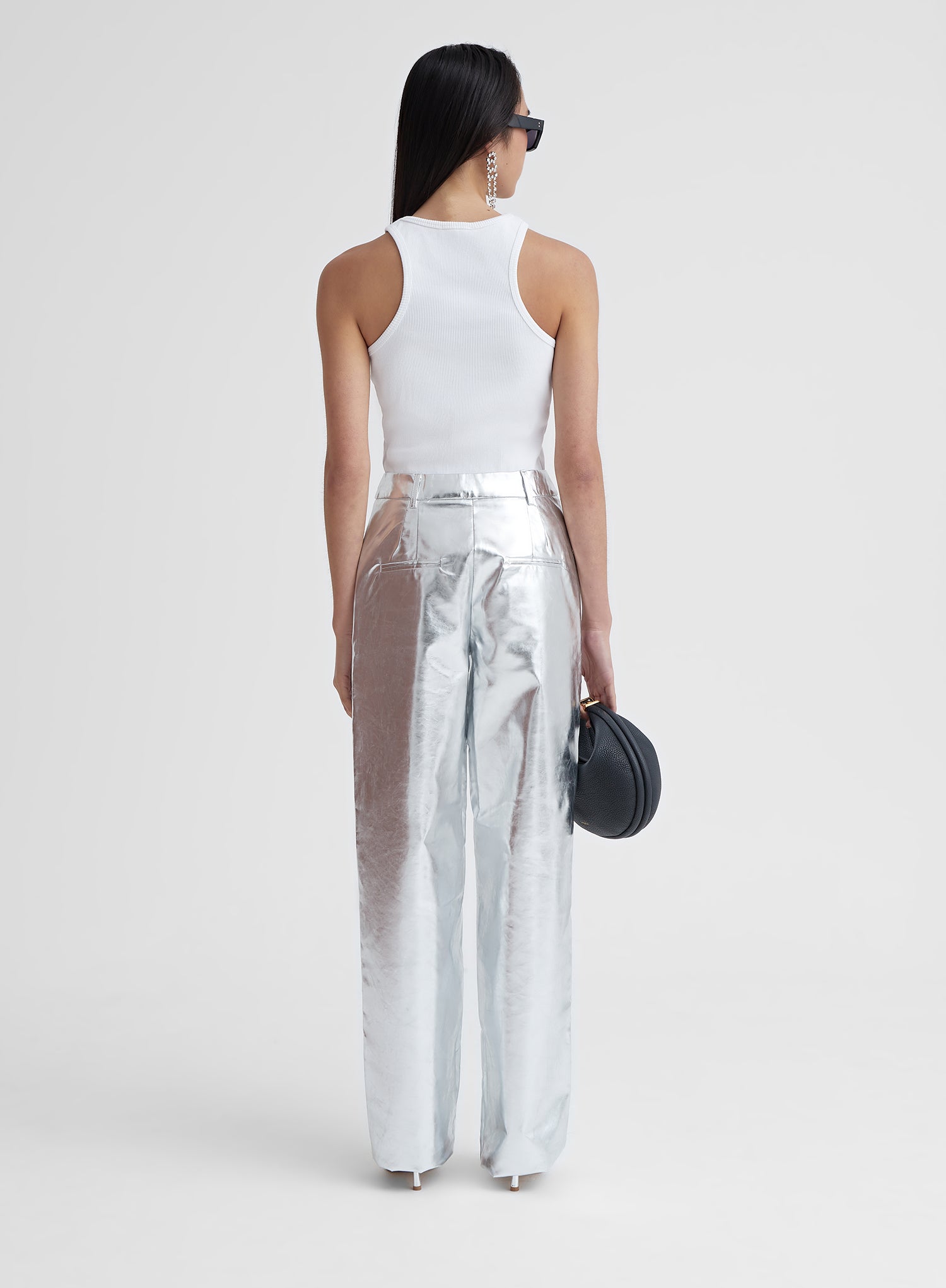 Silver Metallic Faux Leather Trouser - Zelda