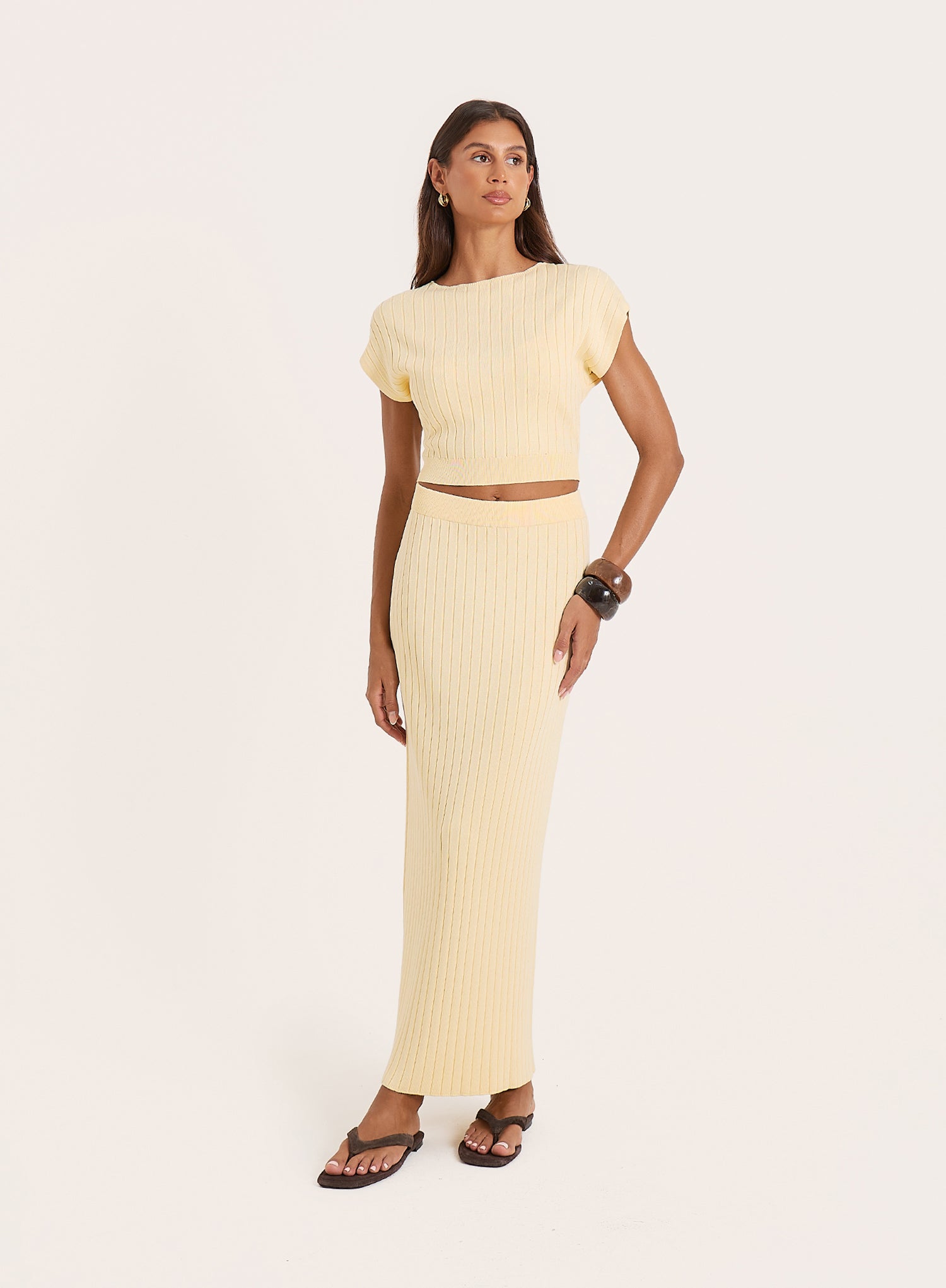 Yellow Knitted Maxi Skirt