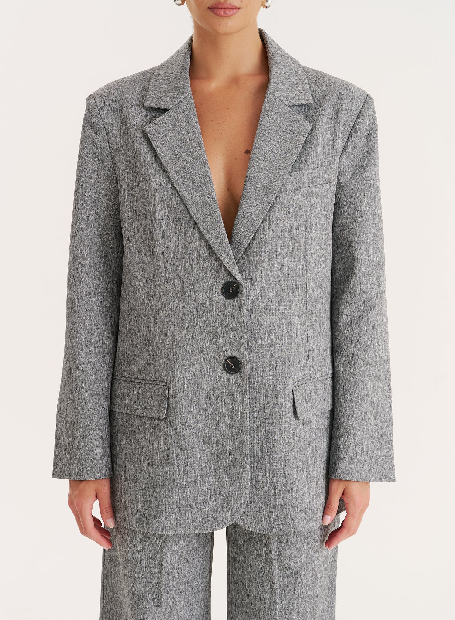 Grey Tailored Oversized Blazer