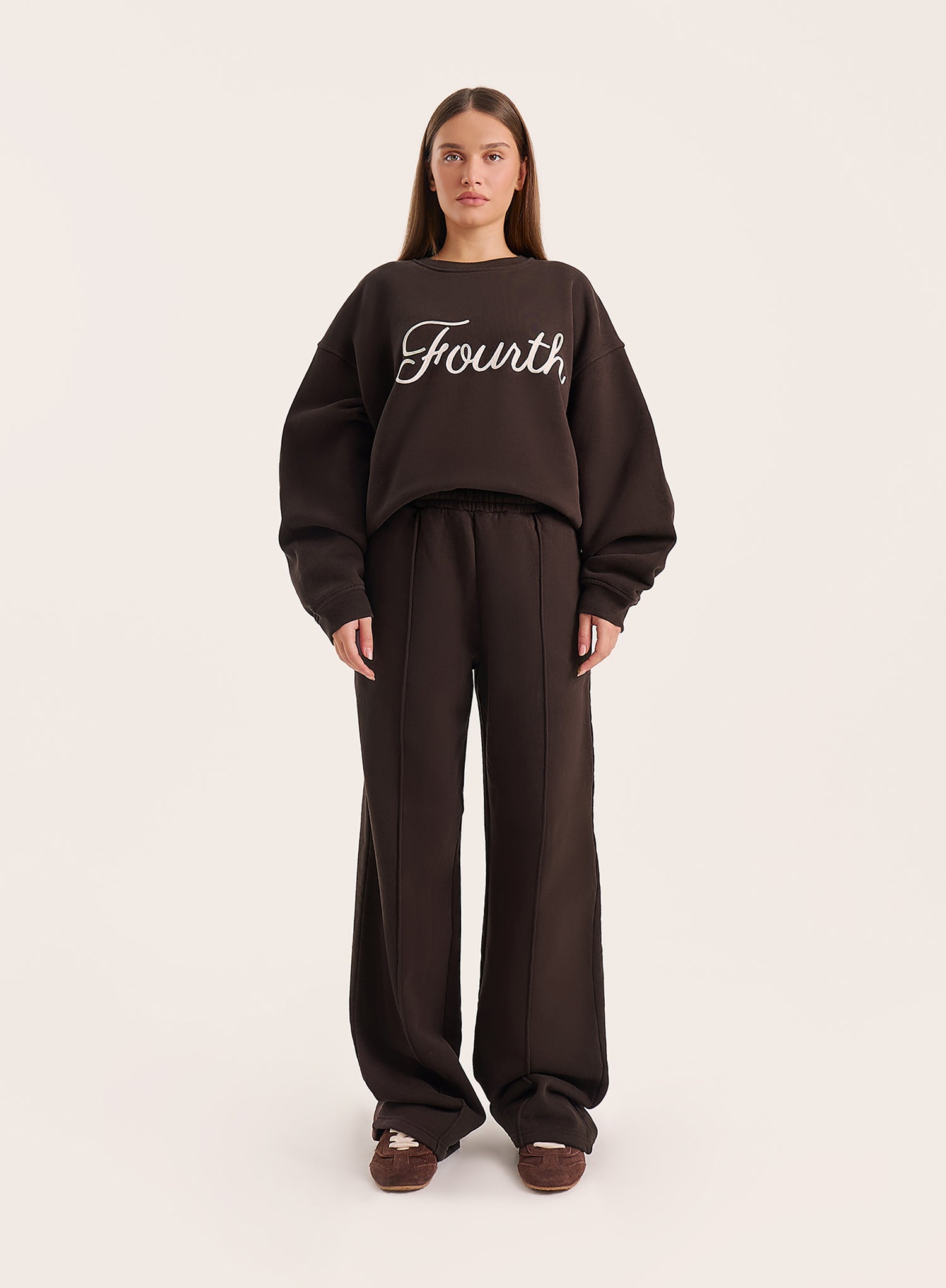 Chocolate 4th Wide Leg Branded Joggers