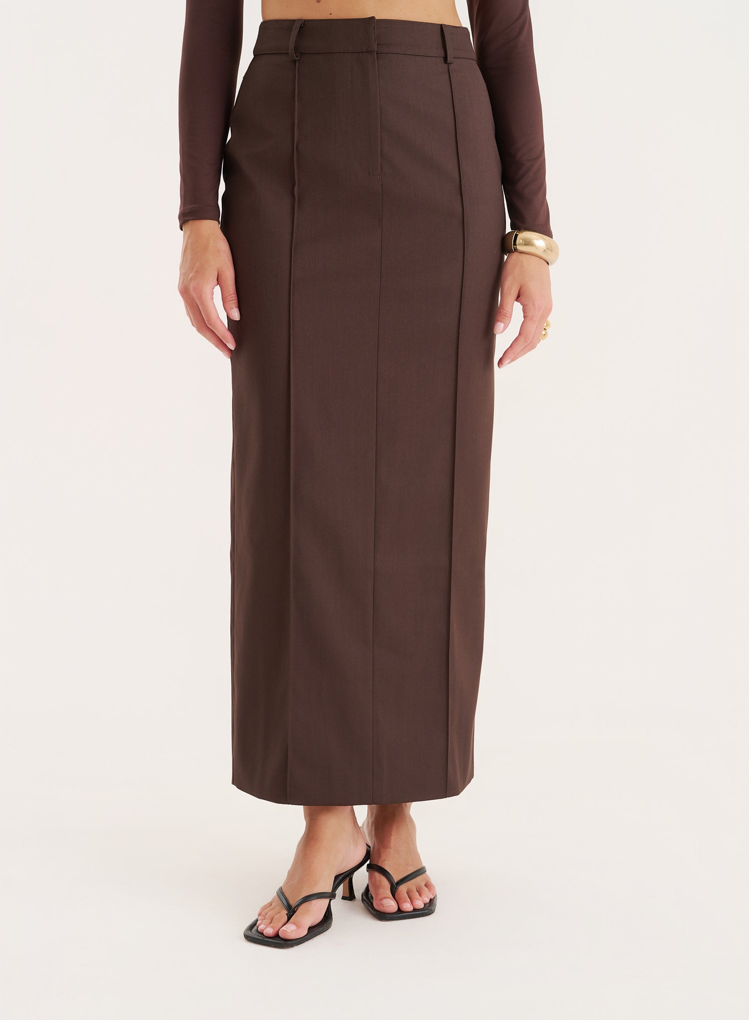 Chocolate Tailored Maxi Skirt