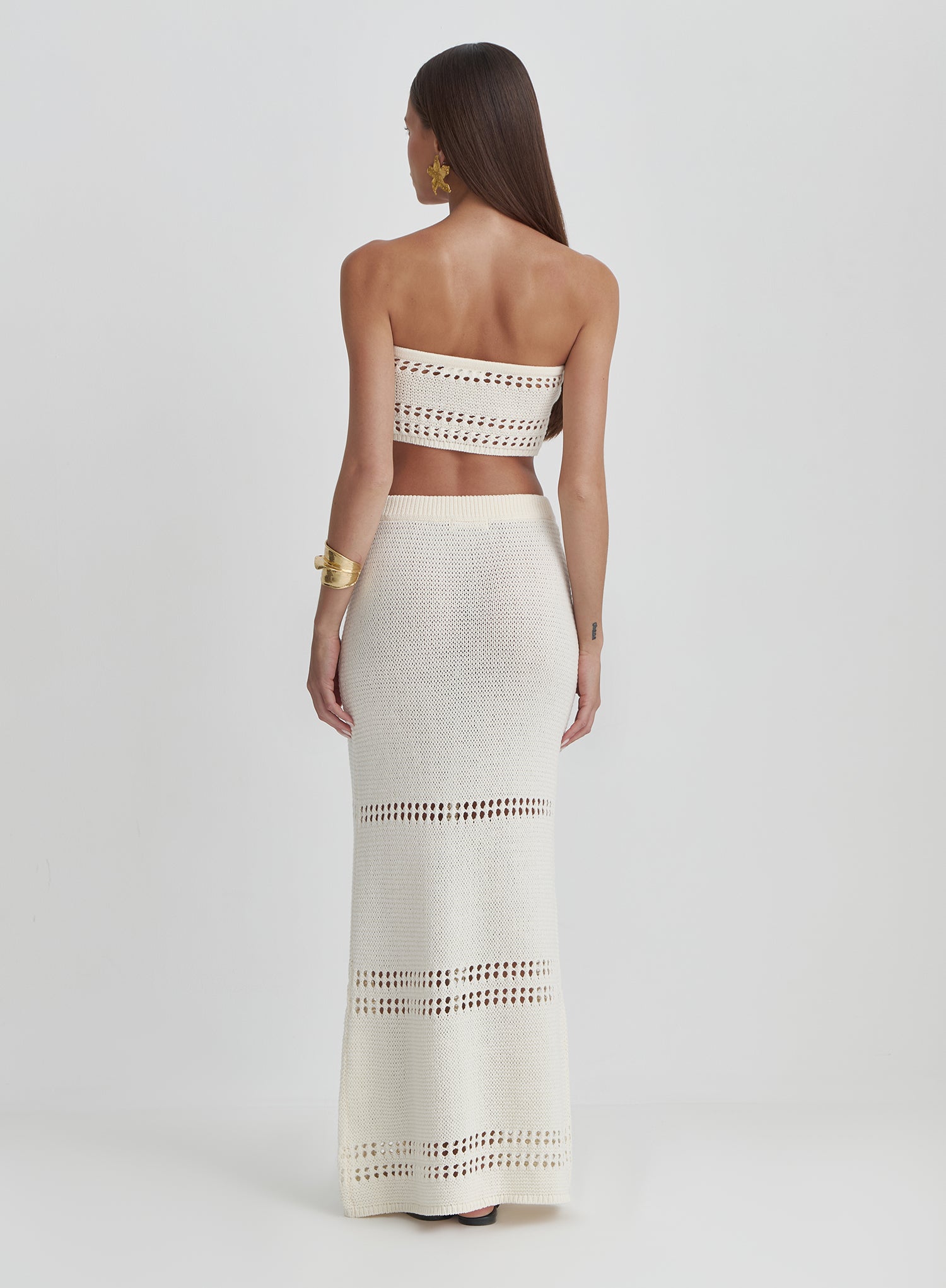 Cream Knitted Maxi Skirt- Odette