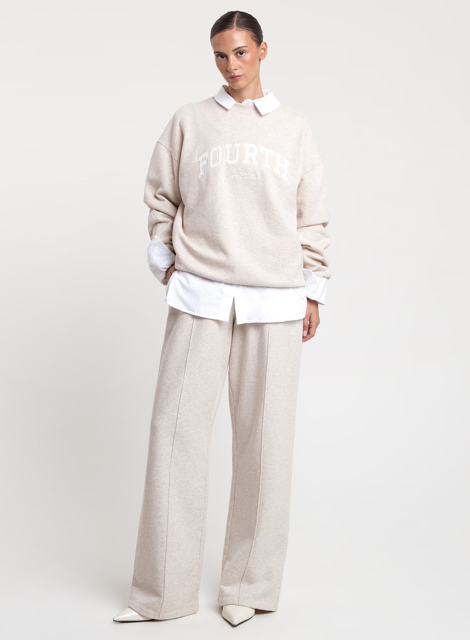 Oatmeal 4th Branded Wide Leg Jogger