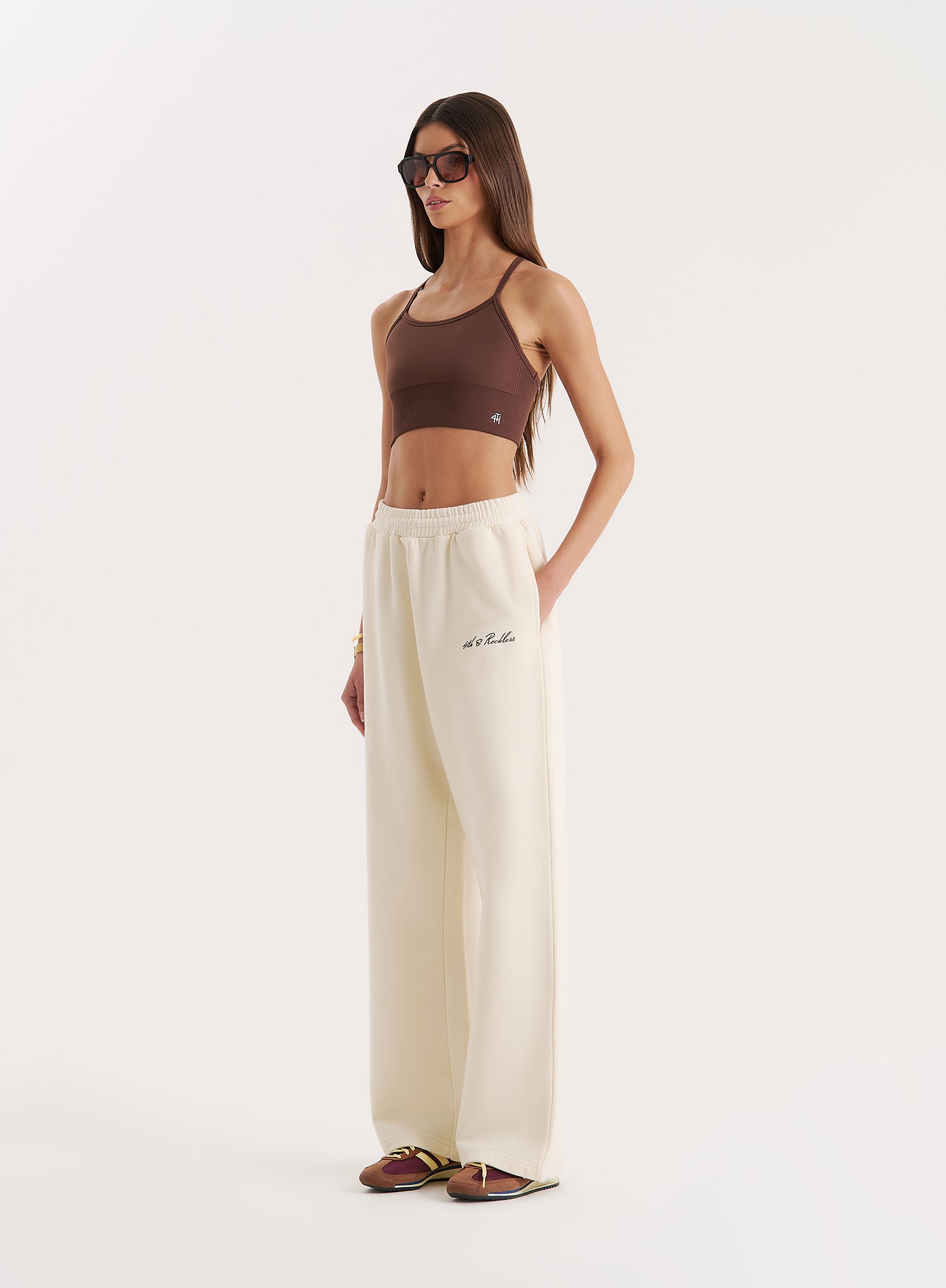 Buttercream 4th Wide Leg Branded Joggers- Fergie