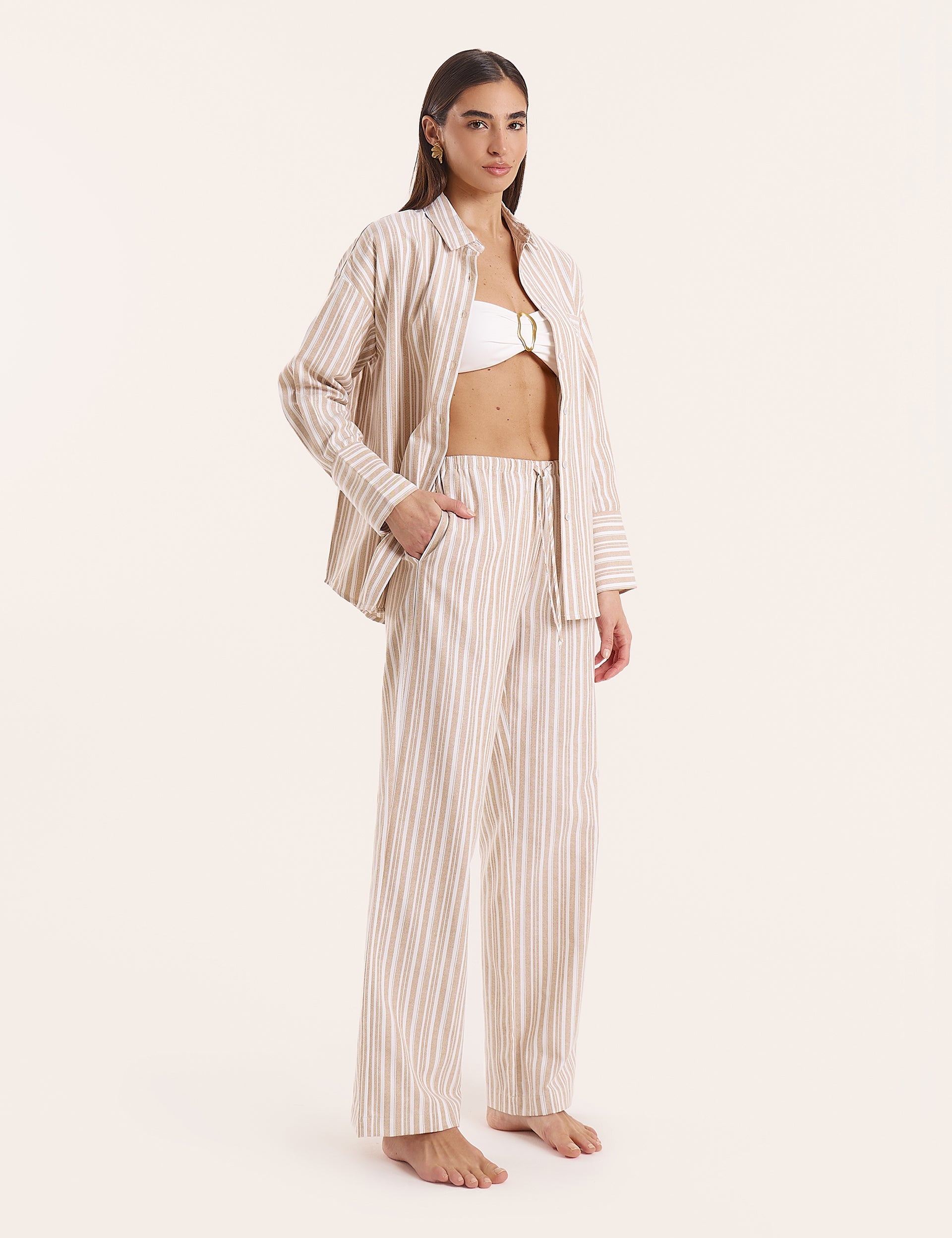 Stripe Wide Leg Trousers