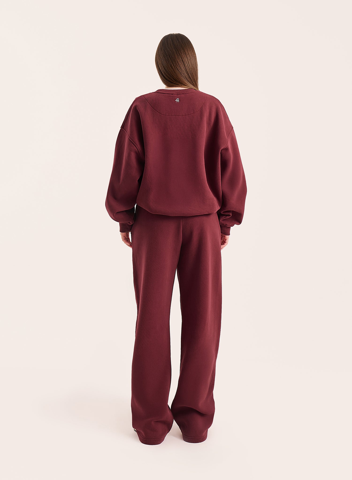 Burgundy 4th Wide Leg Branded Joggers