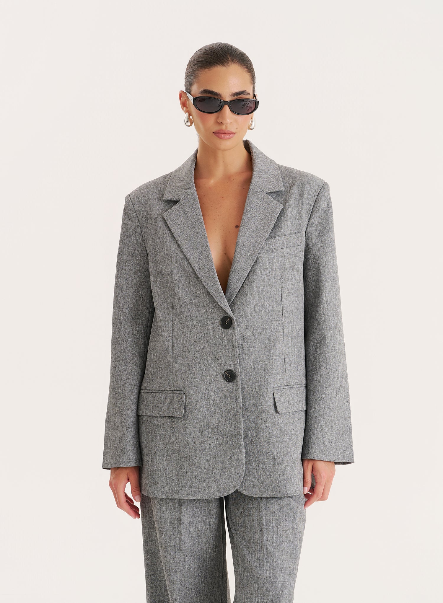 Grey Tailored Oversized Blazer