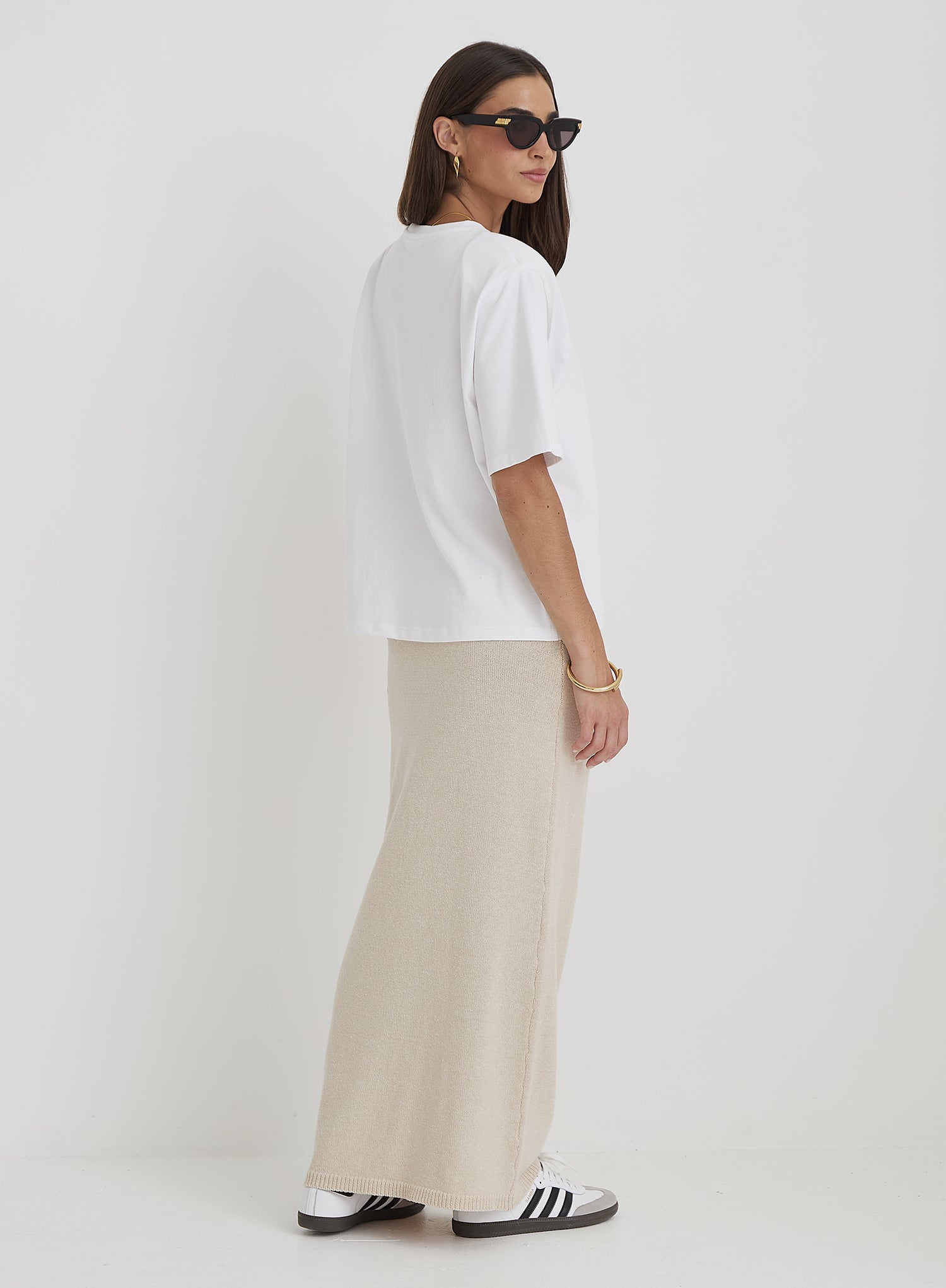 Cream Knit Maxi Skirt- Rico