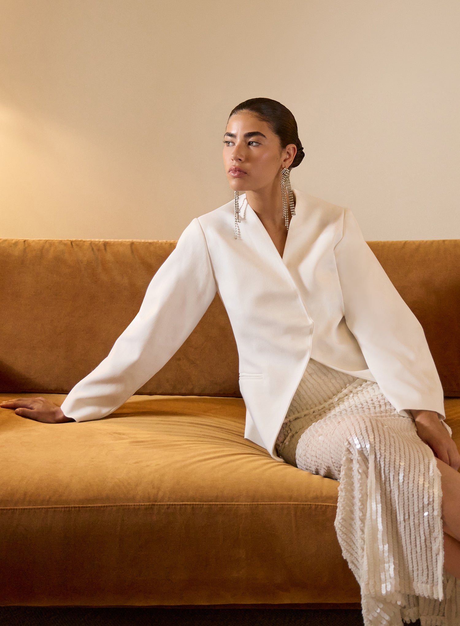 Cream Cocoon Sleeve Structured Blazer