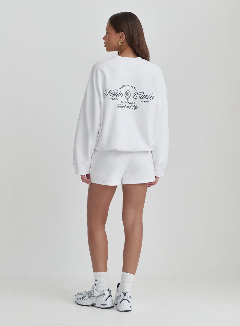 Cream Monte Carlo Slogan Embroidered Sweatshirt- Leone