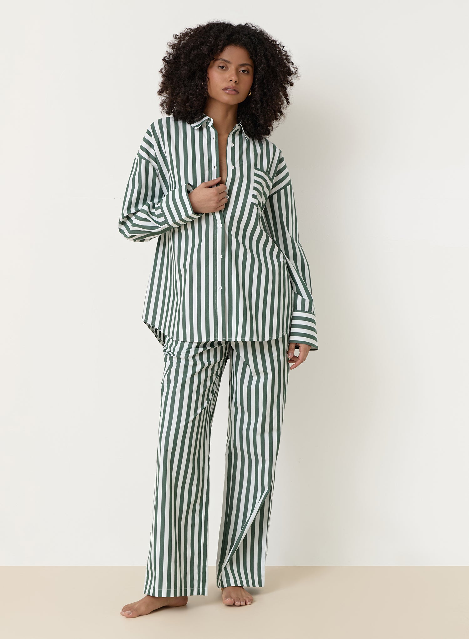 Green Stripe Oversized Shirt- Rio