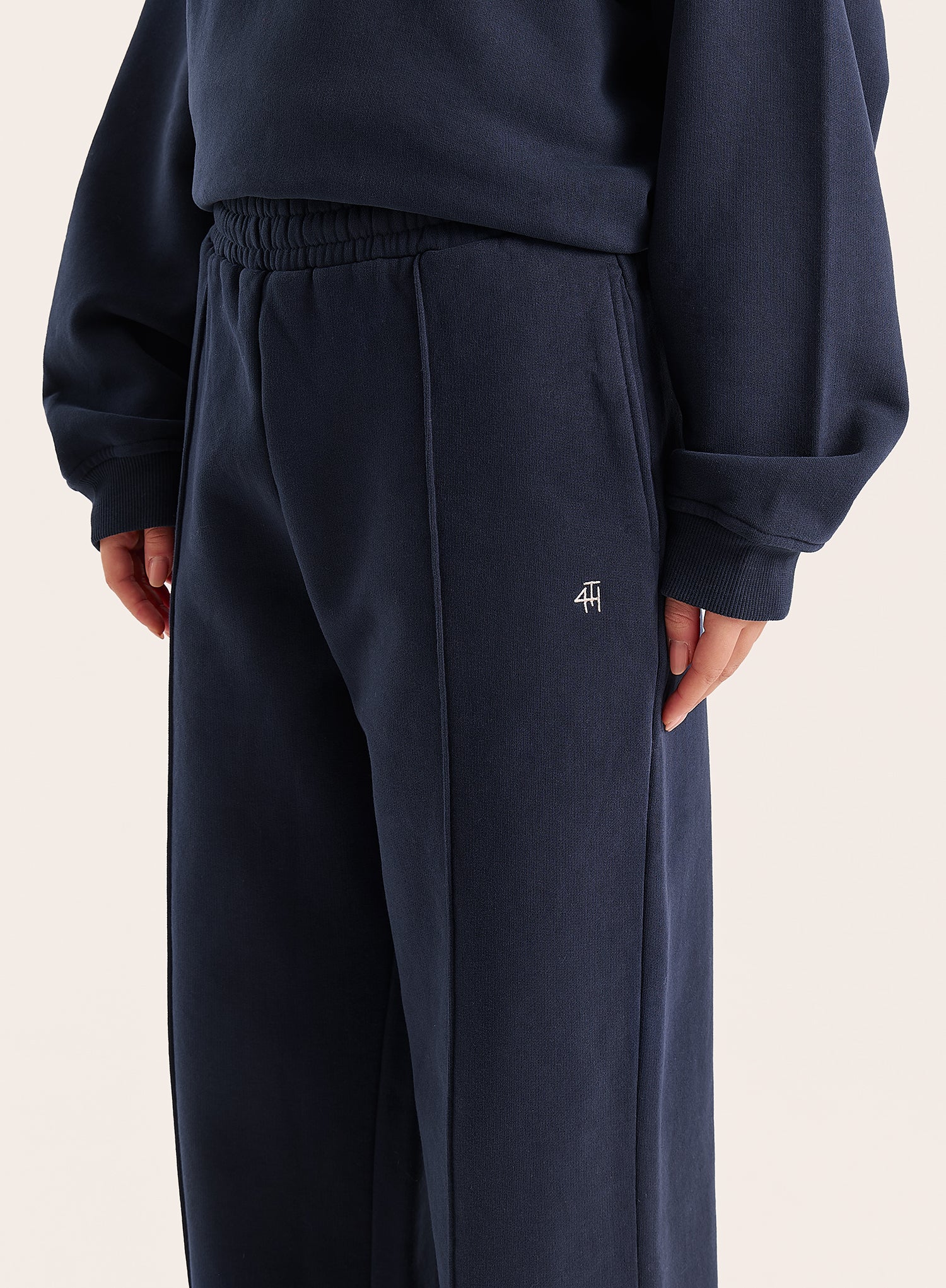 Navy 4th Wide Leg Branded Joggers