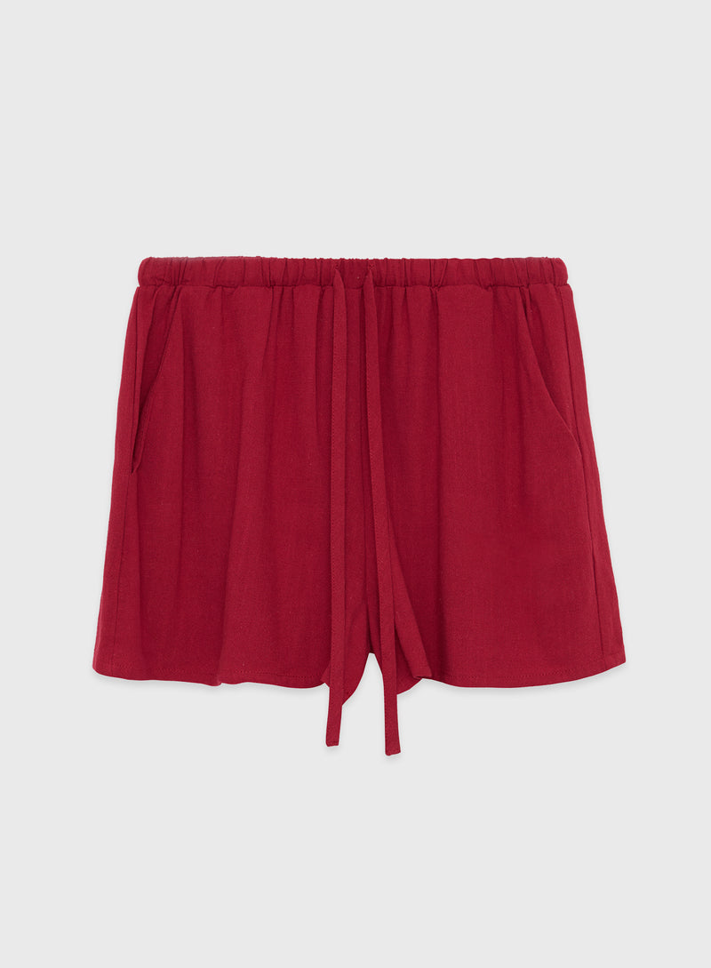 Red Elasticated Waist Short- Barron