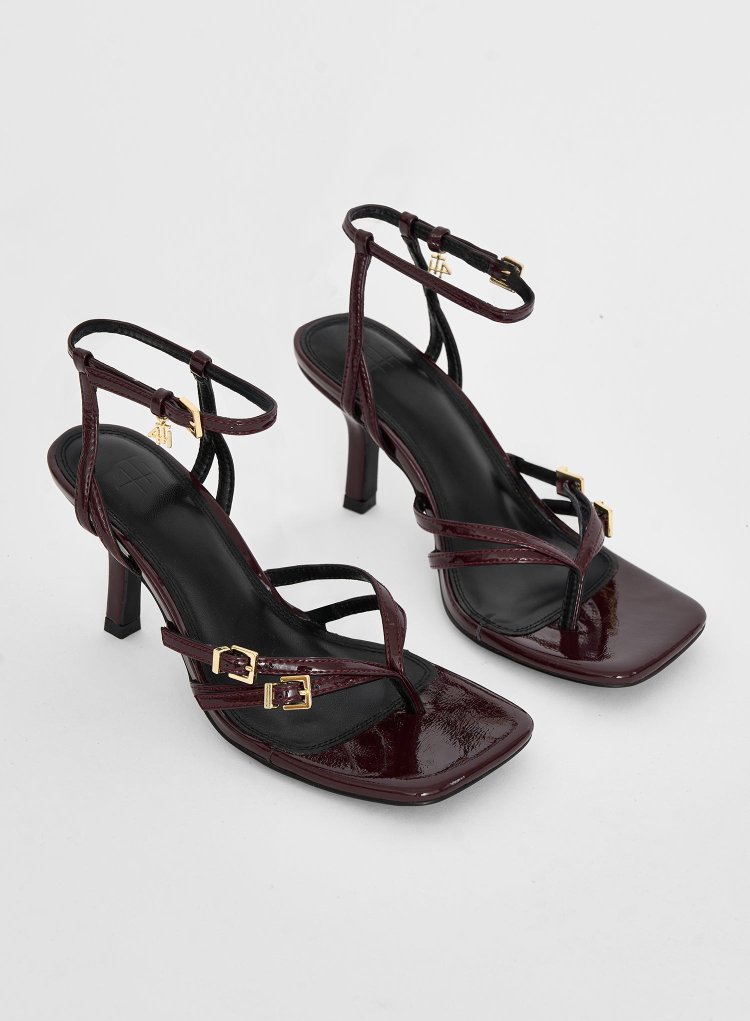 Burgundy Buckle Heeled Sandal- Chicago