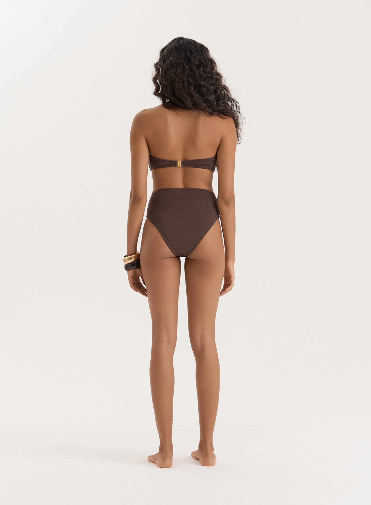 Chesnut Brown Crinkle Bandeau Bikini Top- Rivia