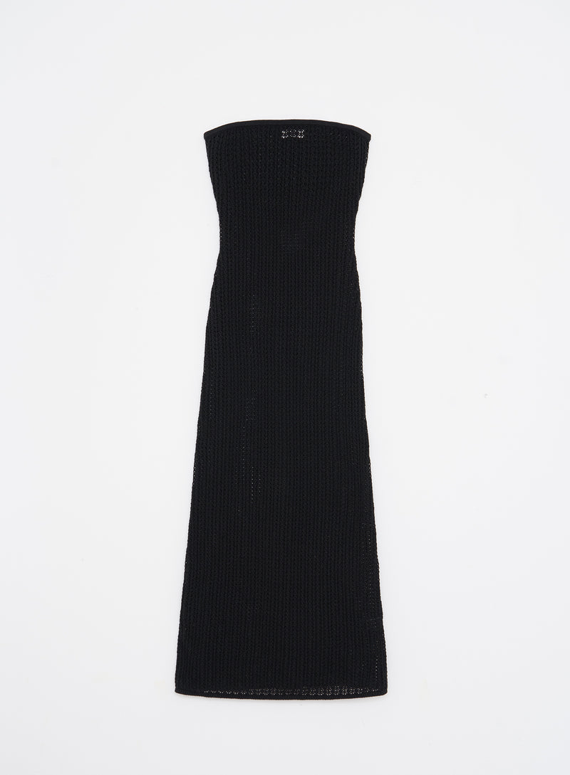 Black Knitted Bandeau Maxi Beach Dress- Emily