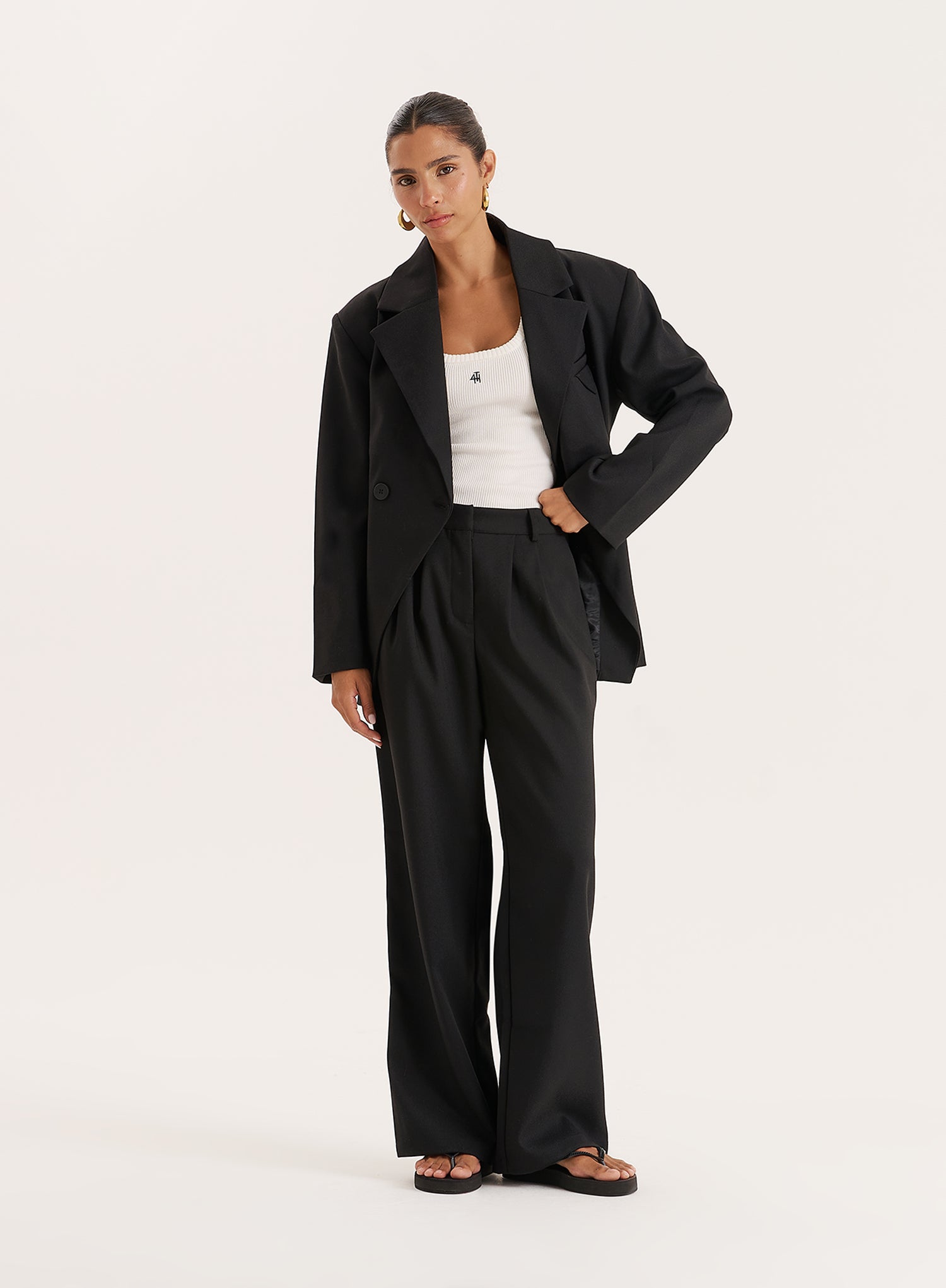 Black Tailored Wide Leg Trouser