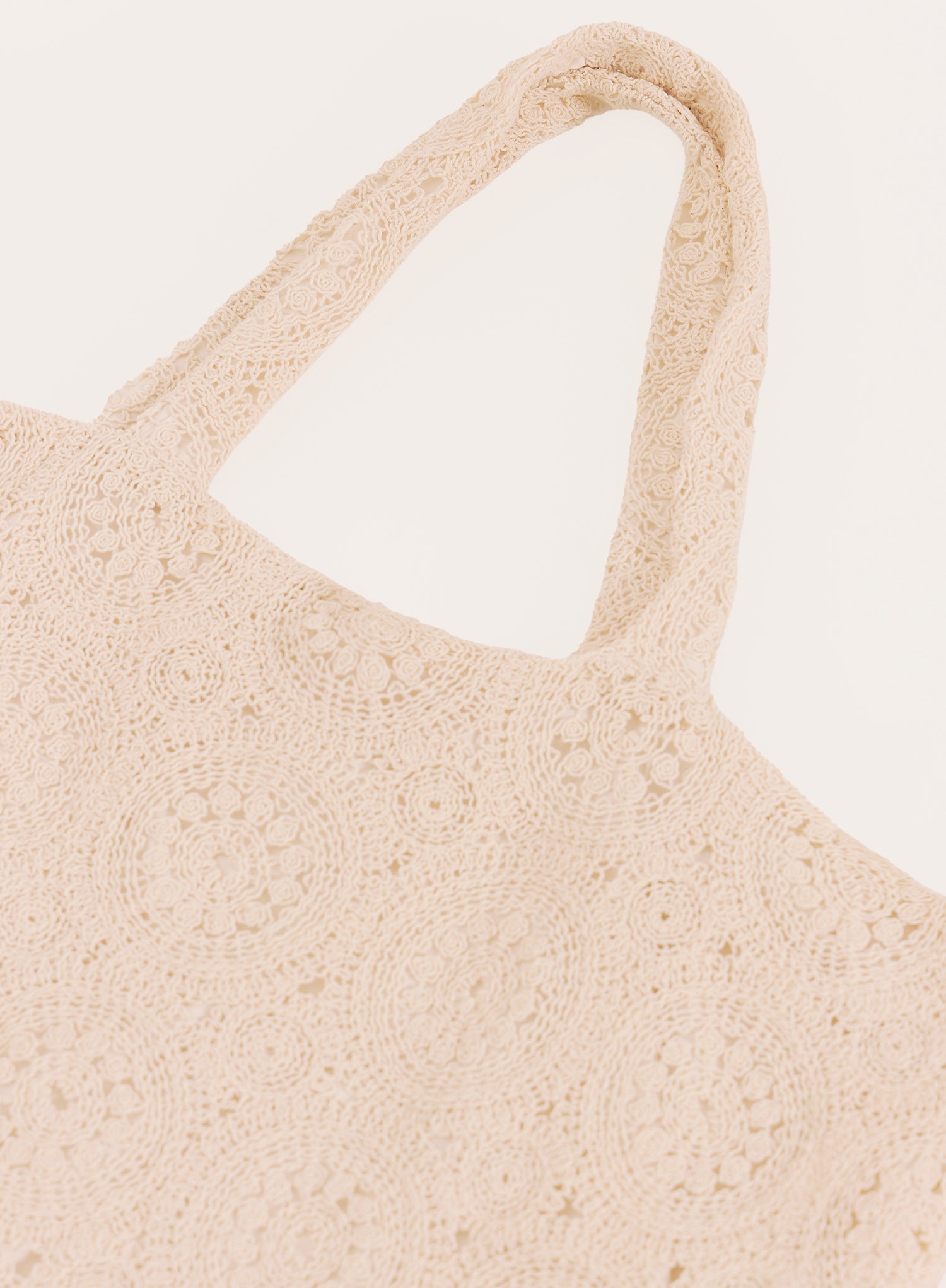 Cream Crochet Tote Beach Bag