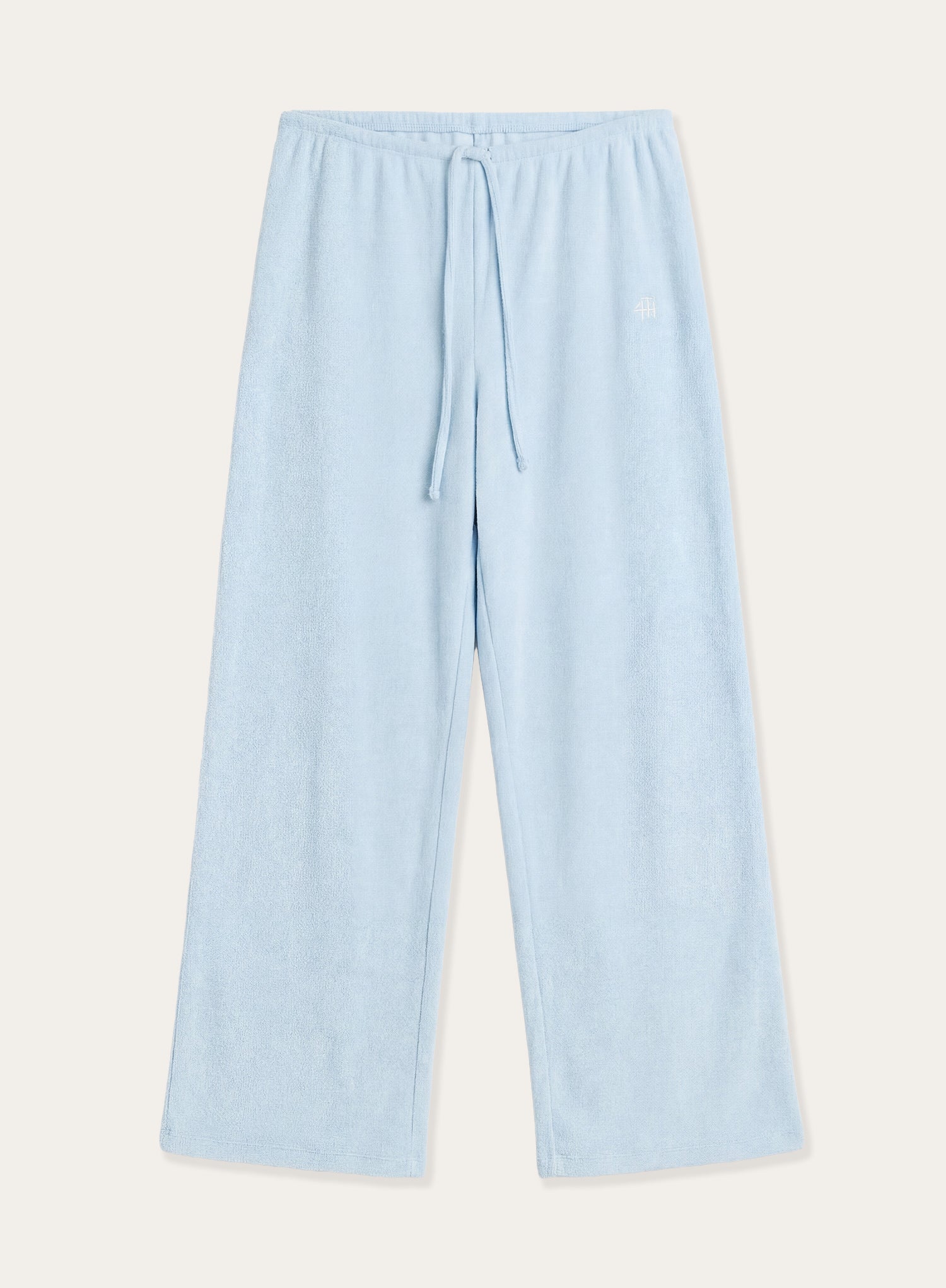 Light Blue Towelling Straight Leg Trousers