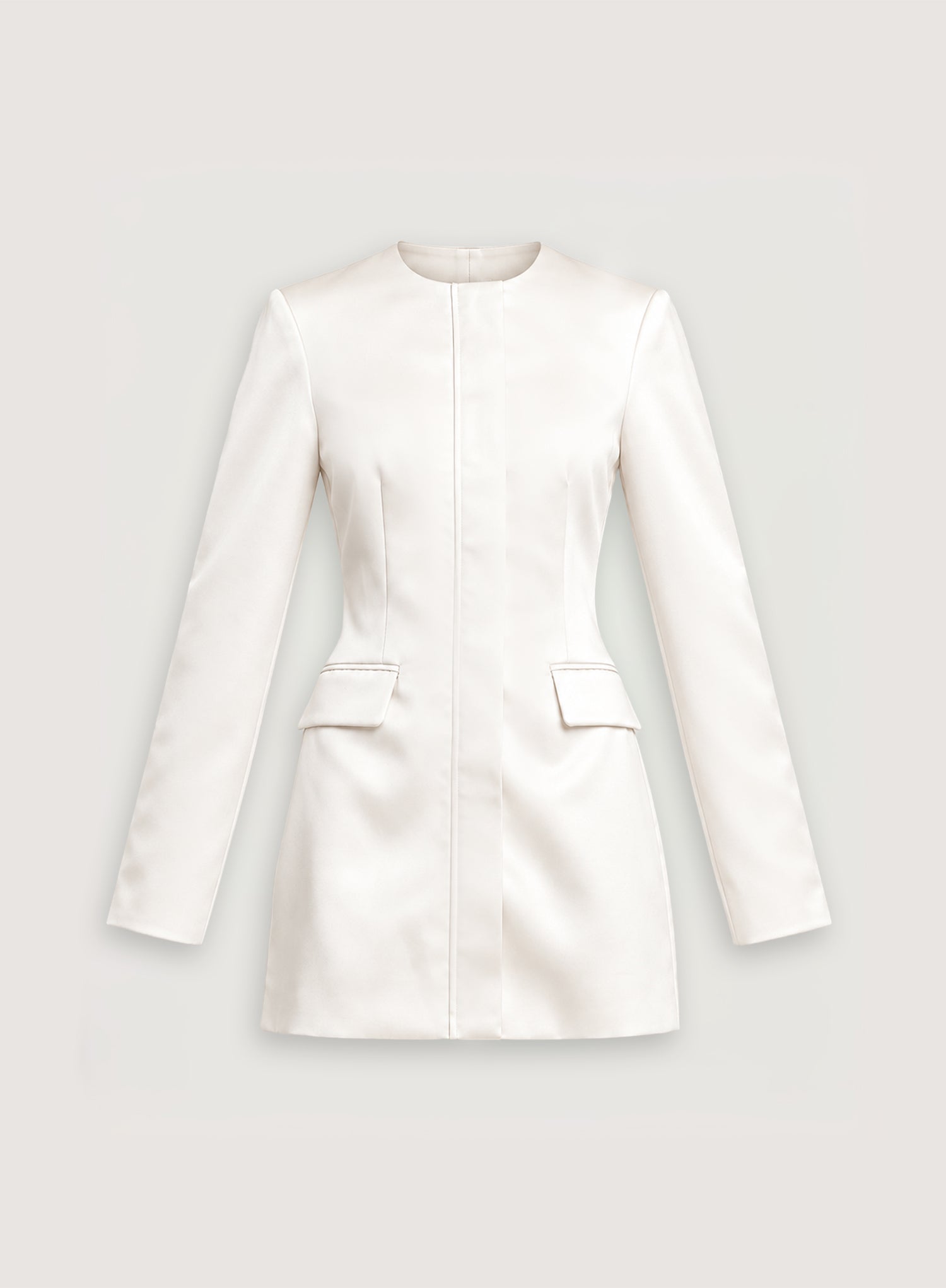 Cream Satin Cocoon Sleeve Structured Mini Dress