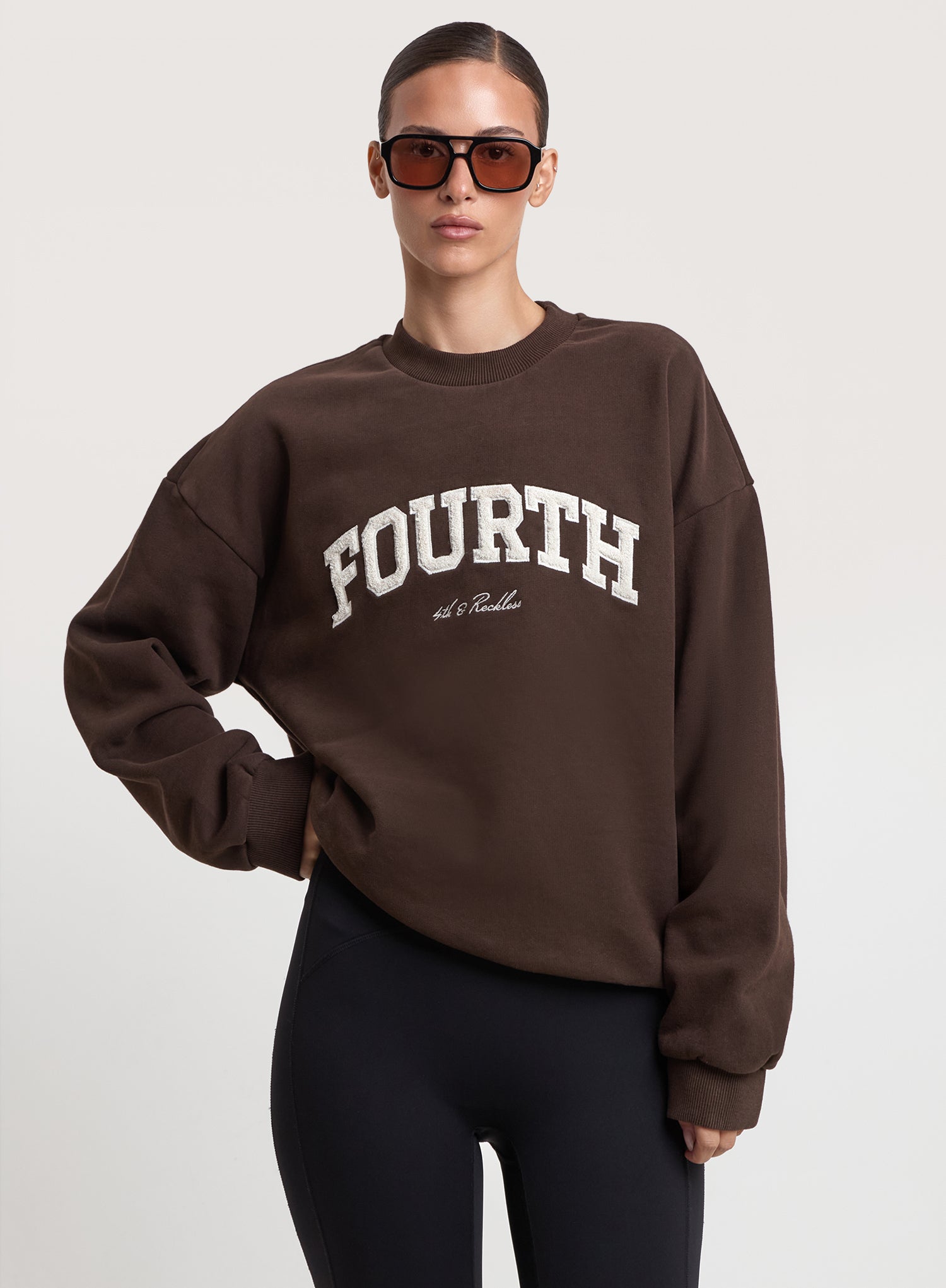 Chocolate Brown Fourth Boucle Branded Sweatshirt