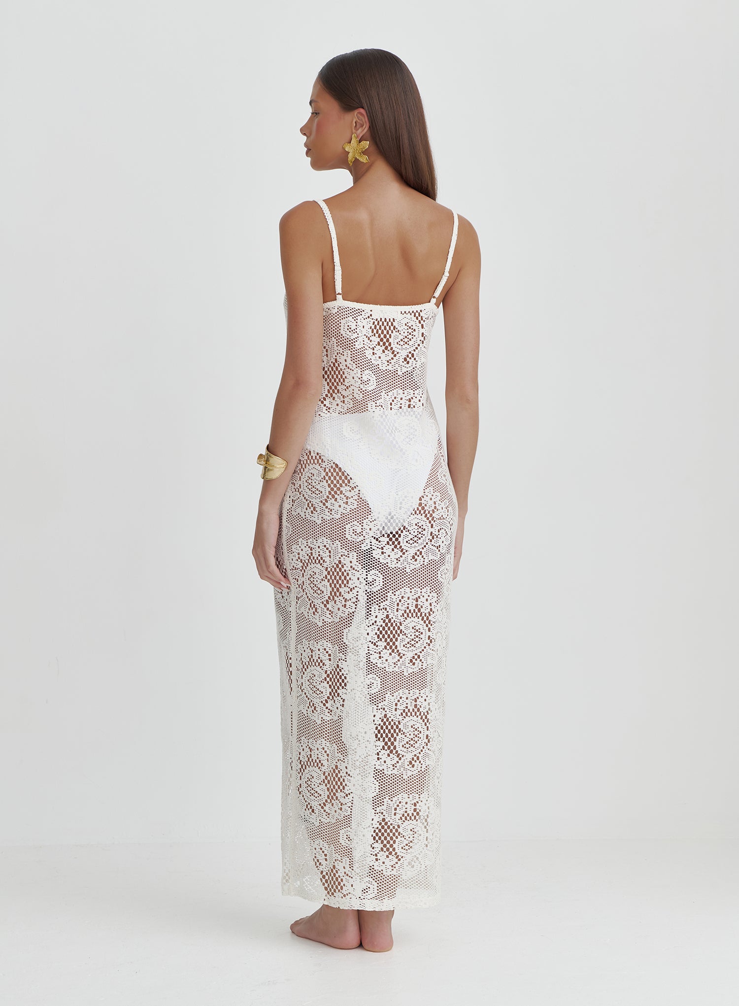 Off White Crochet Maxi Dress- Agnes