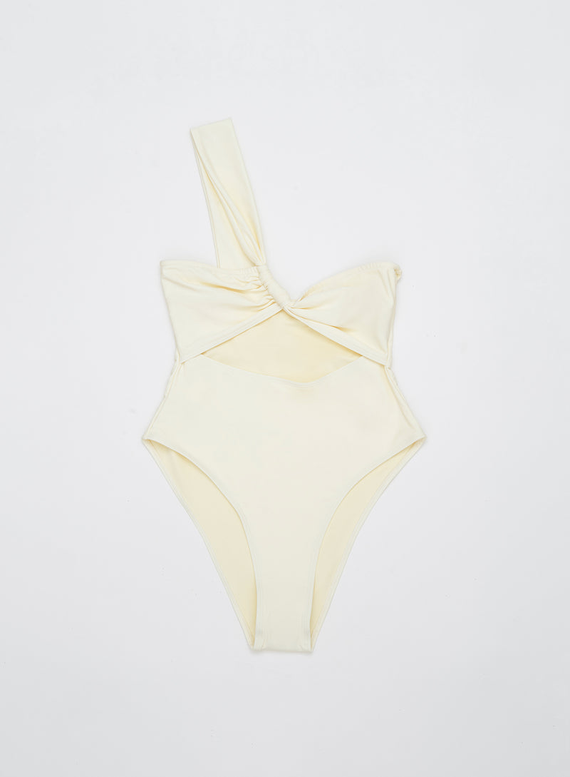 Cream Twist Front Cut Out Swimsuit- Ellison