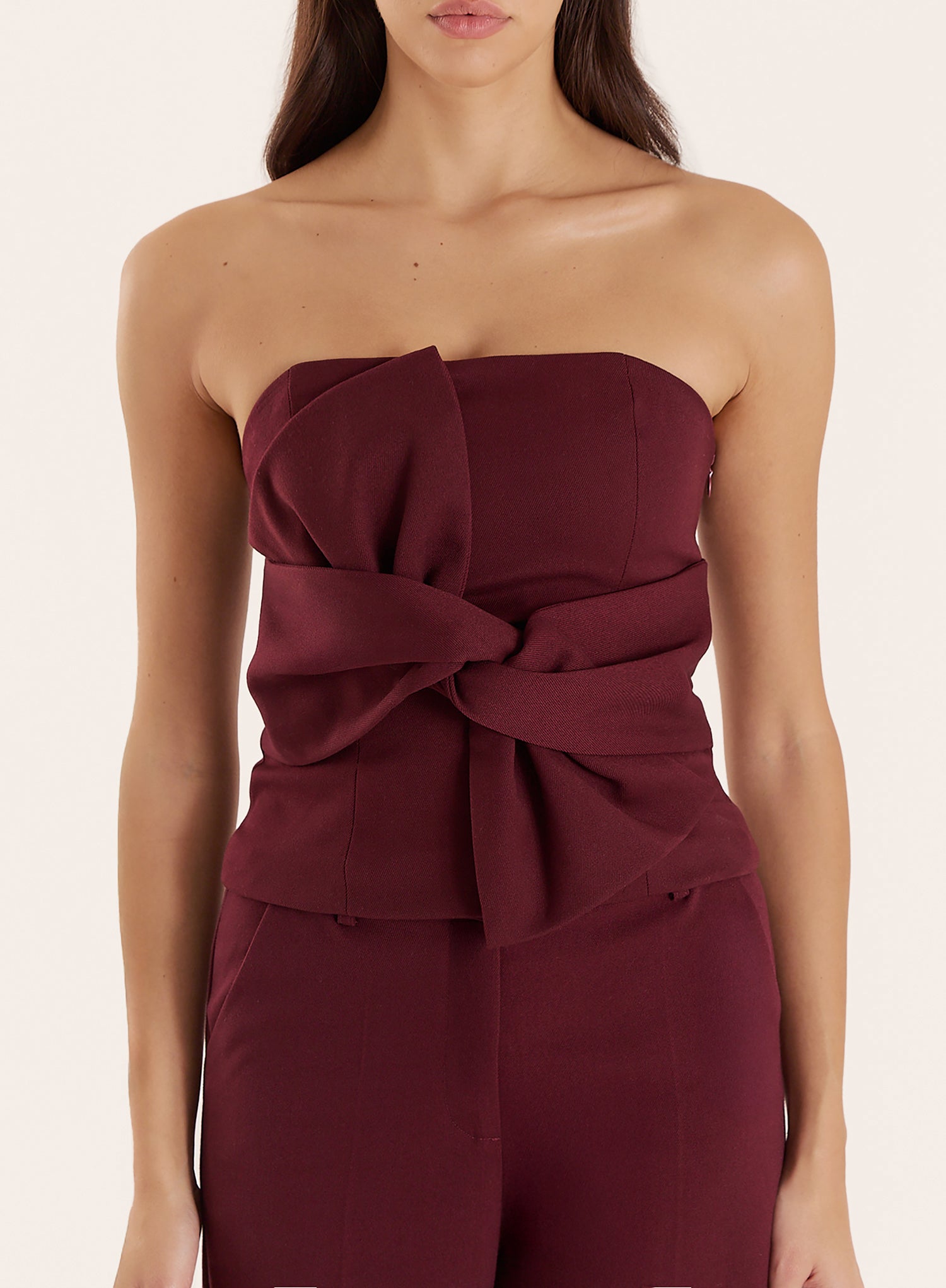 Red Knot Detail Tailored Bandeau Top