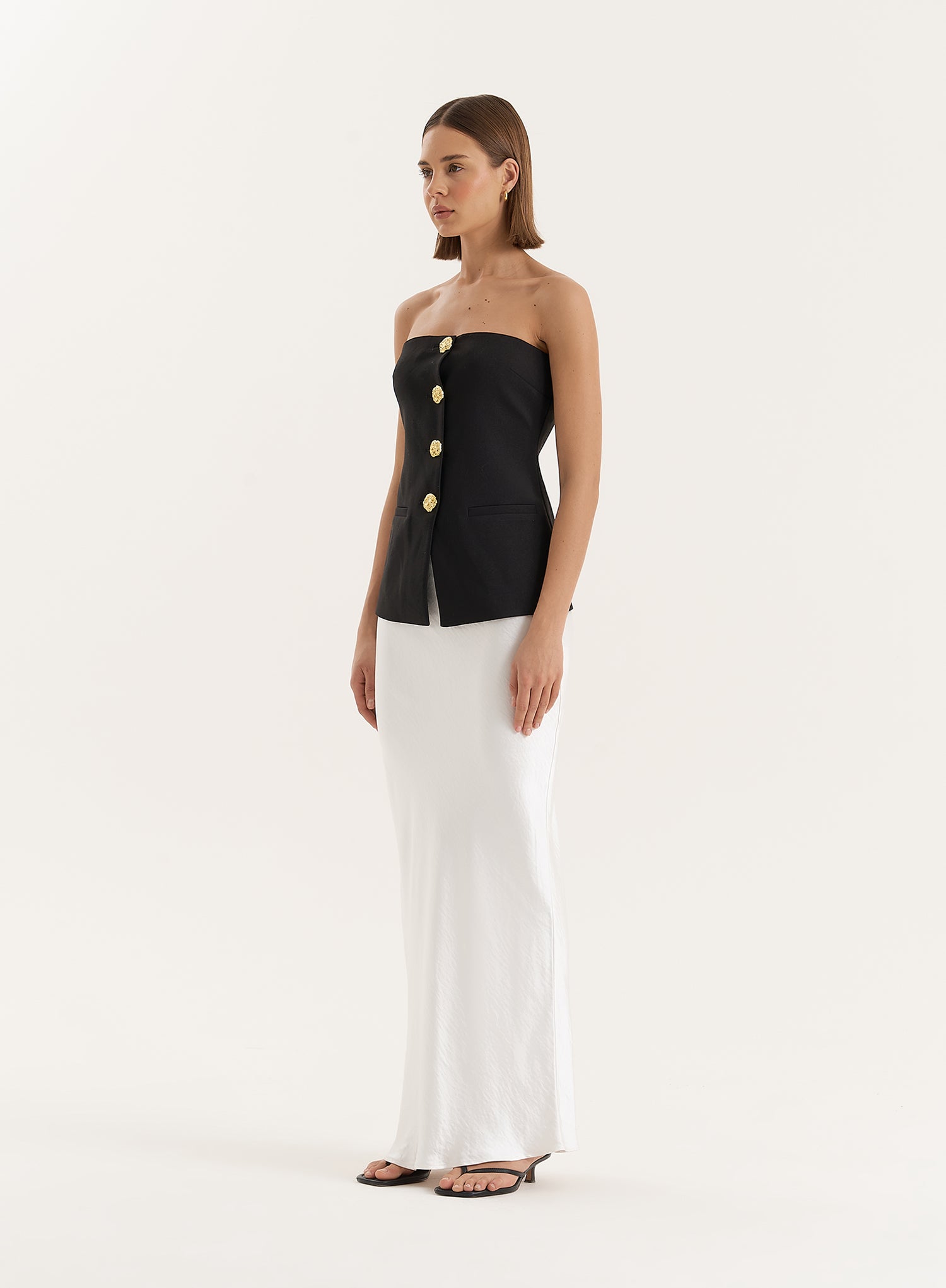 Black Tailored Gold Button Corset- Clare