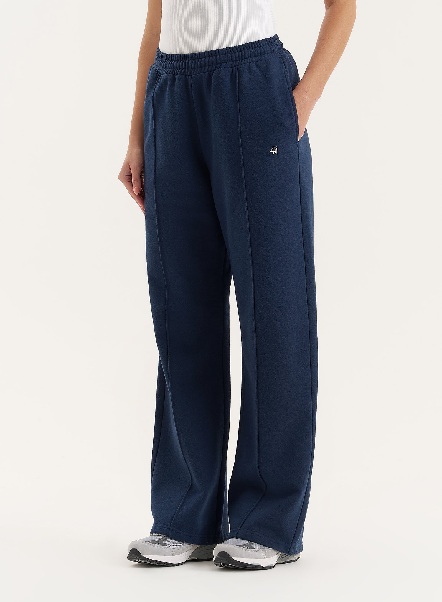 Navy 4th Wide Leg Branded Joggers- Fergie