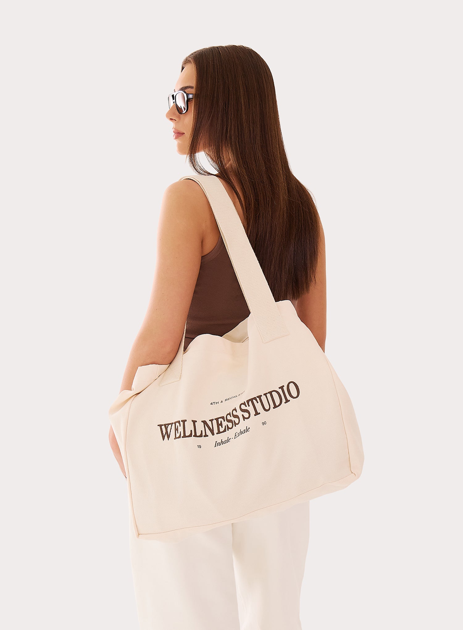Cream Canvas Branded Tote Bag