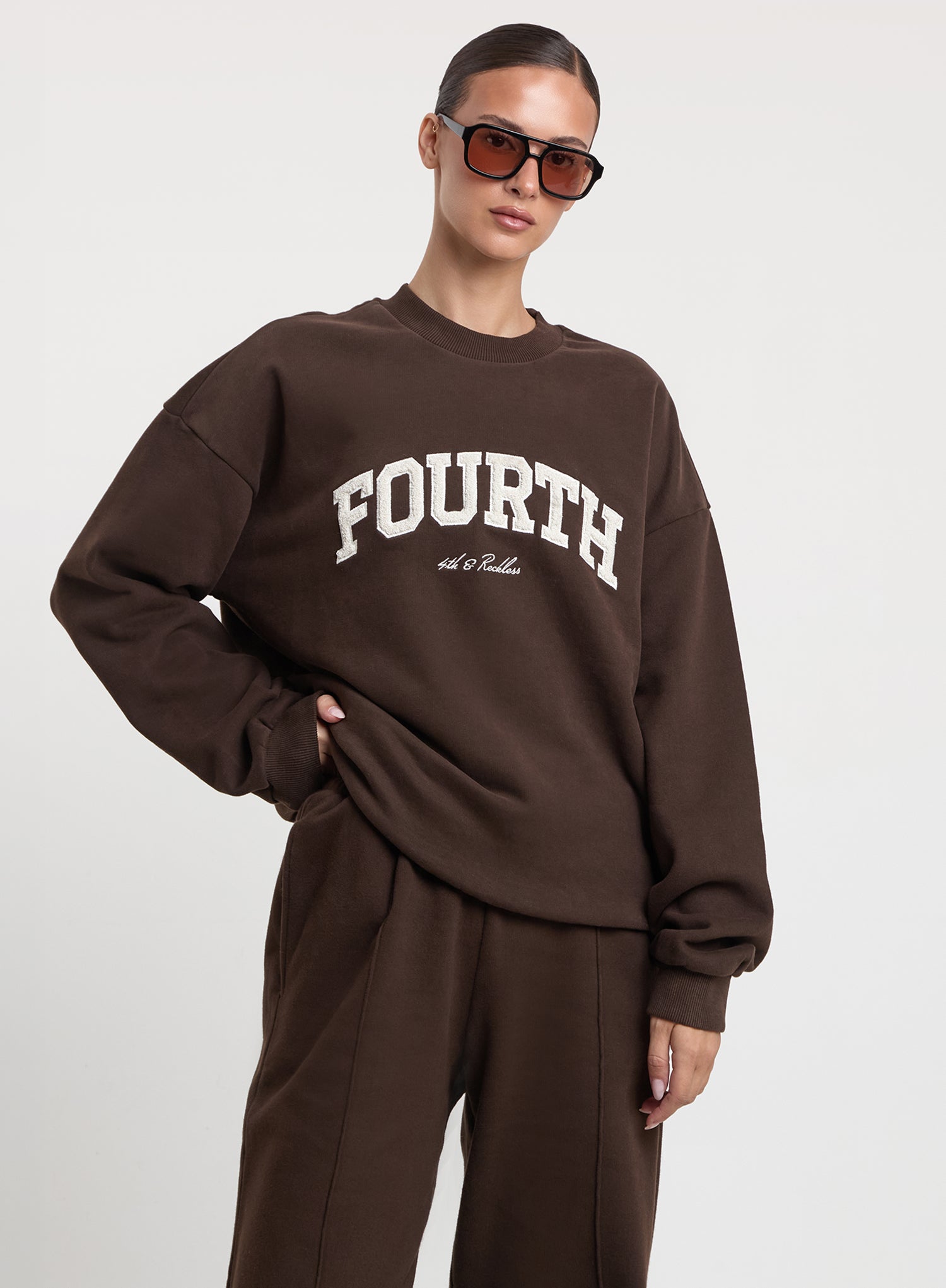 Chocolate Brown Fourth Boucle Branded Sweatshirt