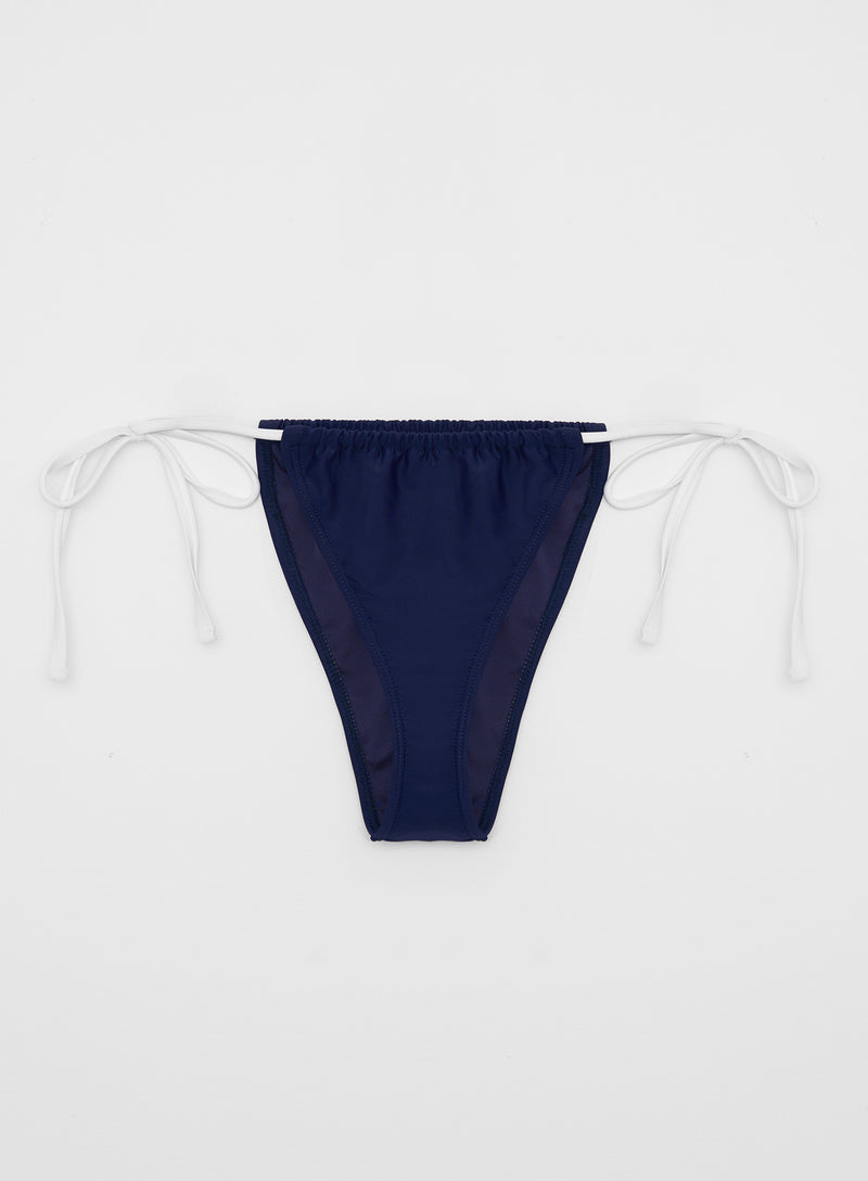 Navy Tie Side Bikini Bottom- Nikki