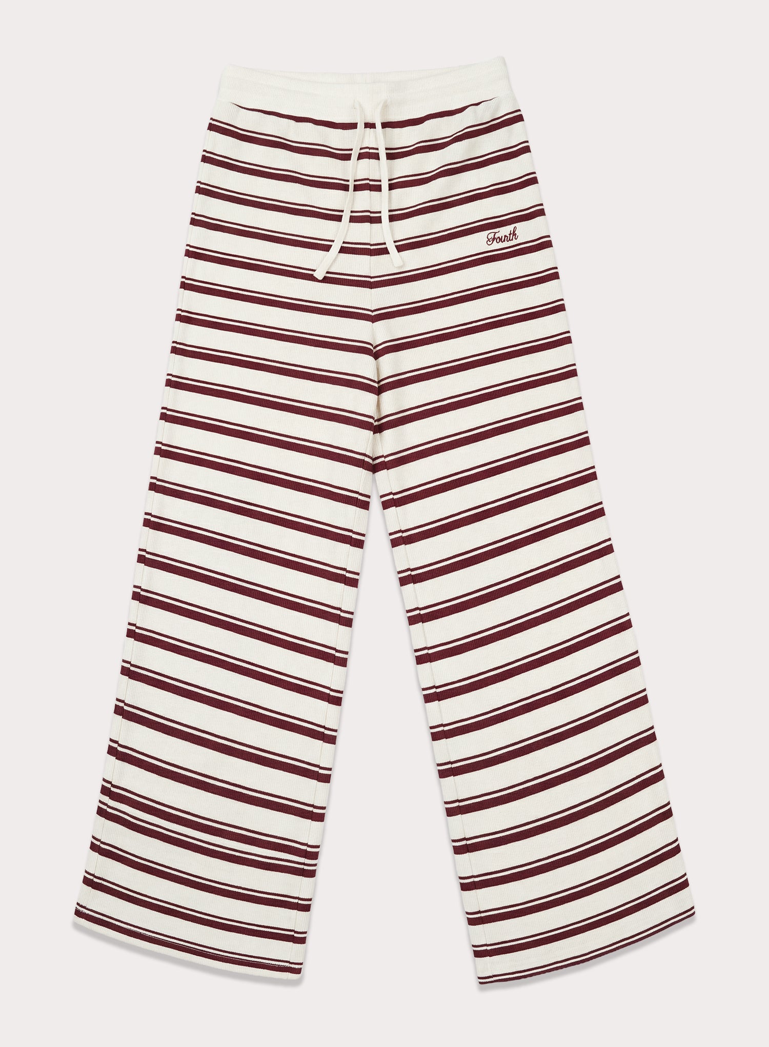 White And Brown Striped Jersey Ribbed Trousers