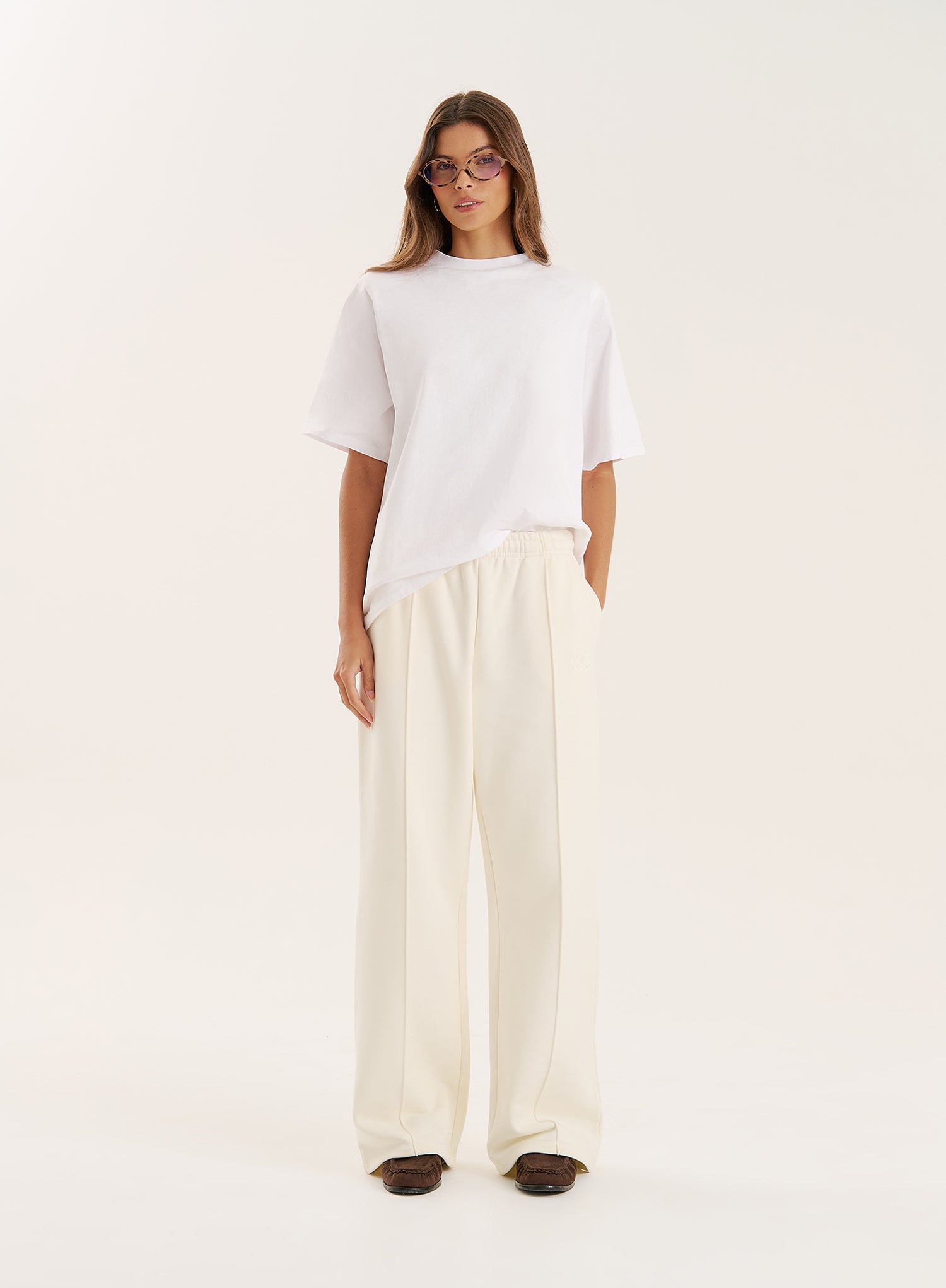 Ecru 4th Wide Leg Branded Heavyweight Joggers