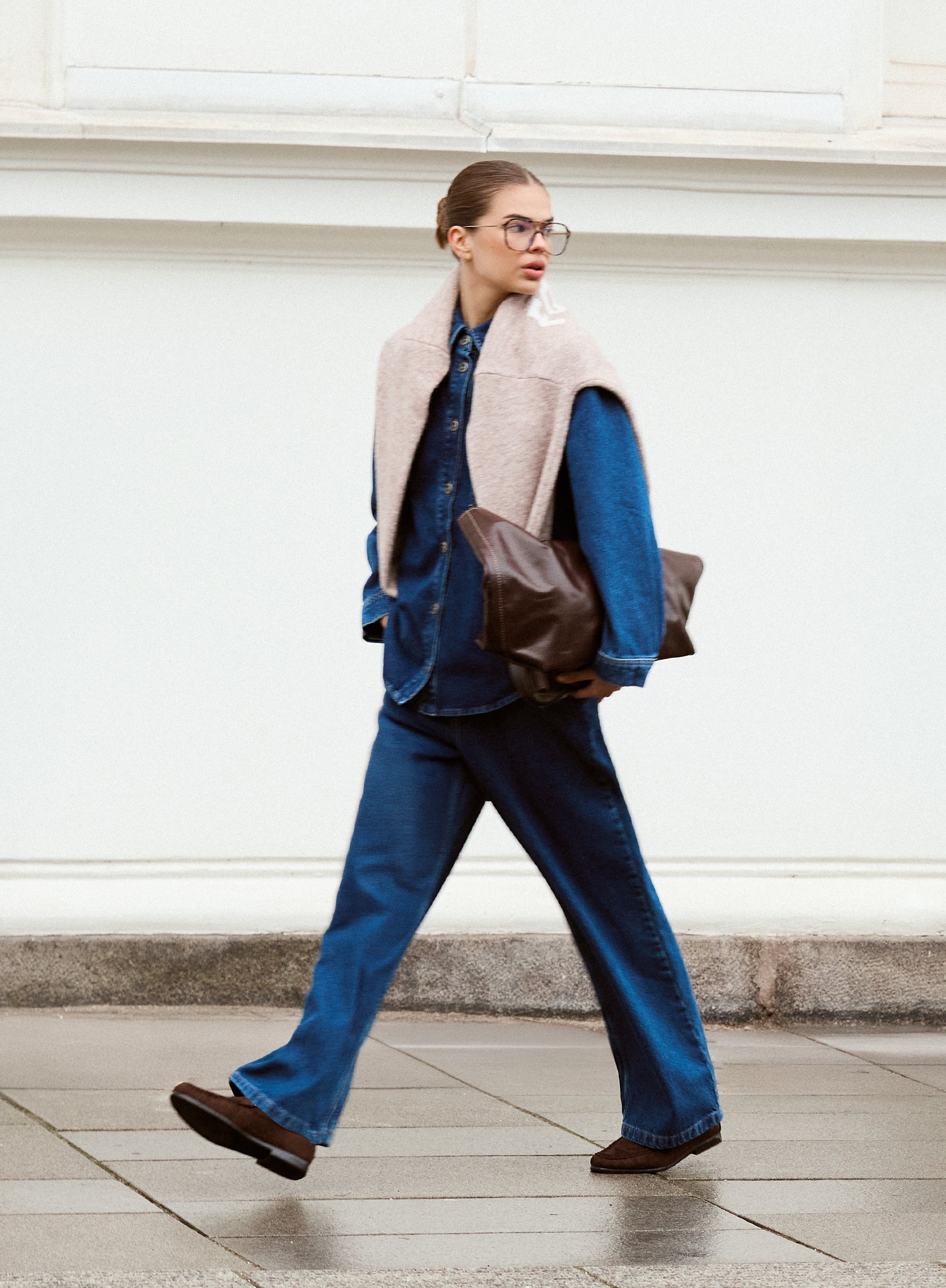 Indigo Wash High Waisted Straight Leg Jeans