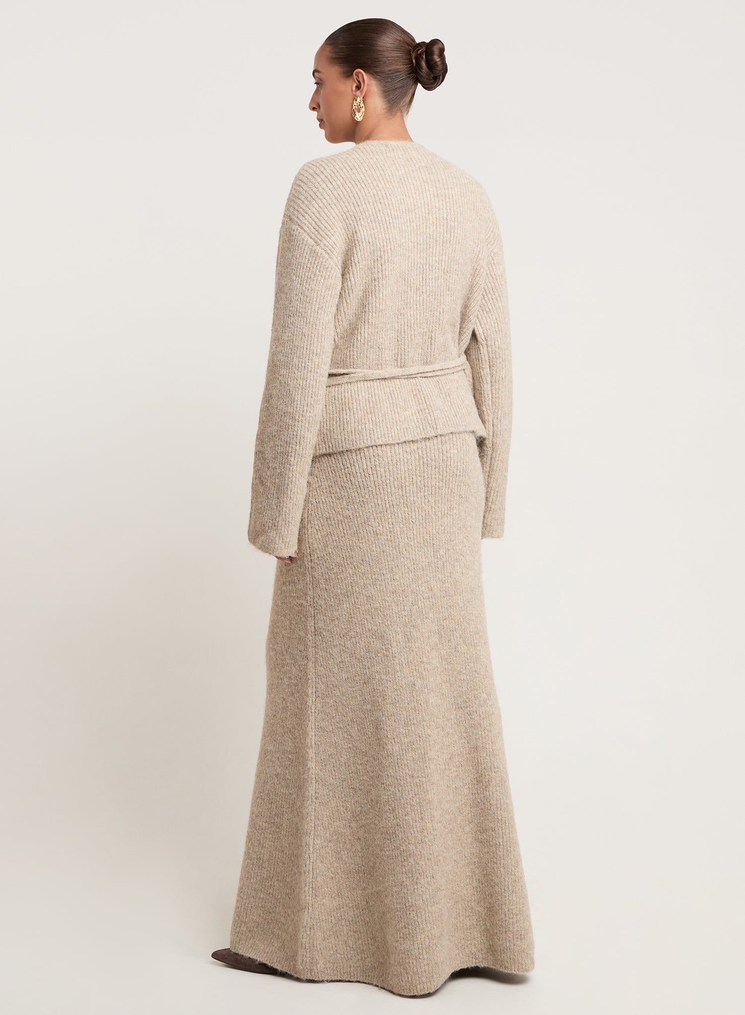 Oatmeal Knitted Maxi Skirt