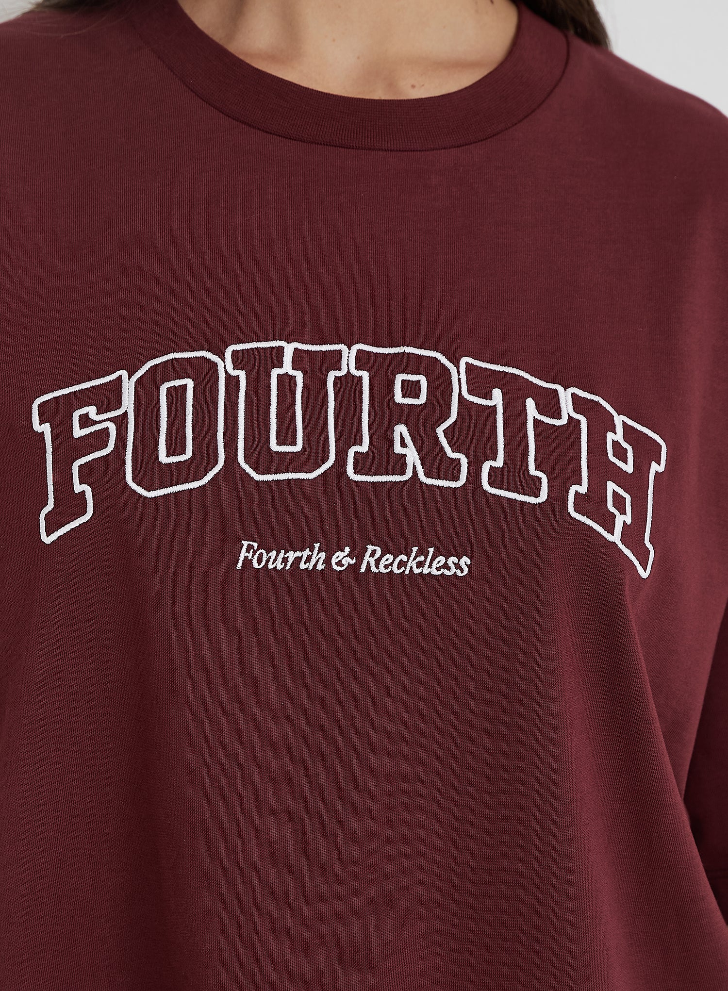 Burgundy Fourth Slogan Oversized Tee- Finley